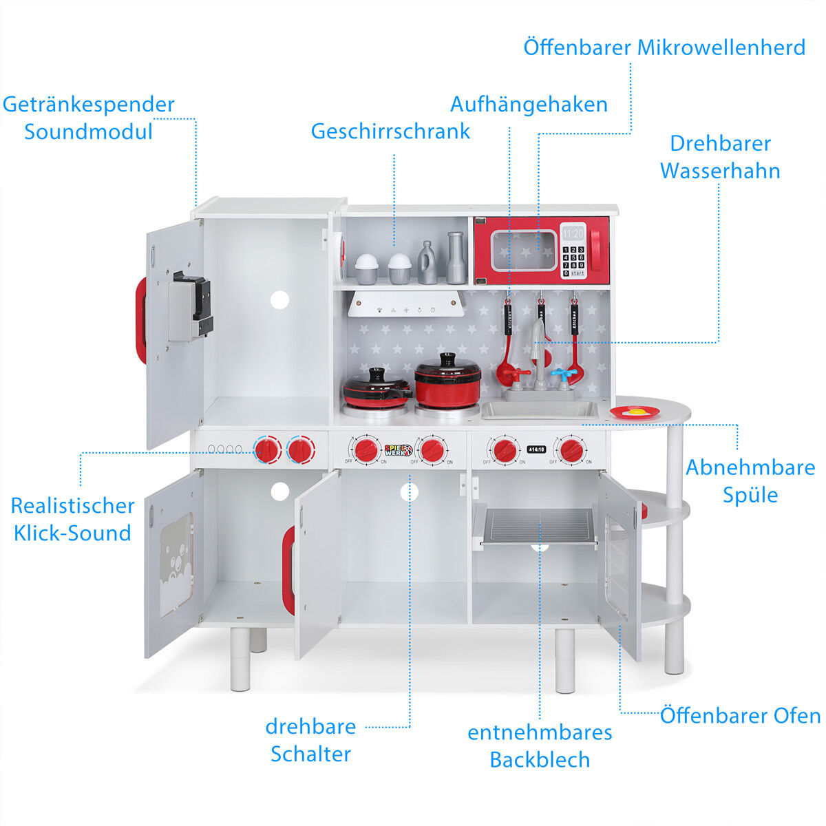 Kinder Spielküche Holz mit 38-tlg Zubehör