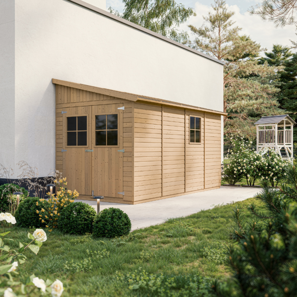 Holzschuppen M340A+M340G mit Boden – 205 x 395 cm – 8 m2