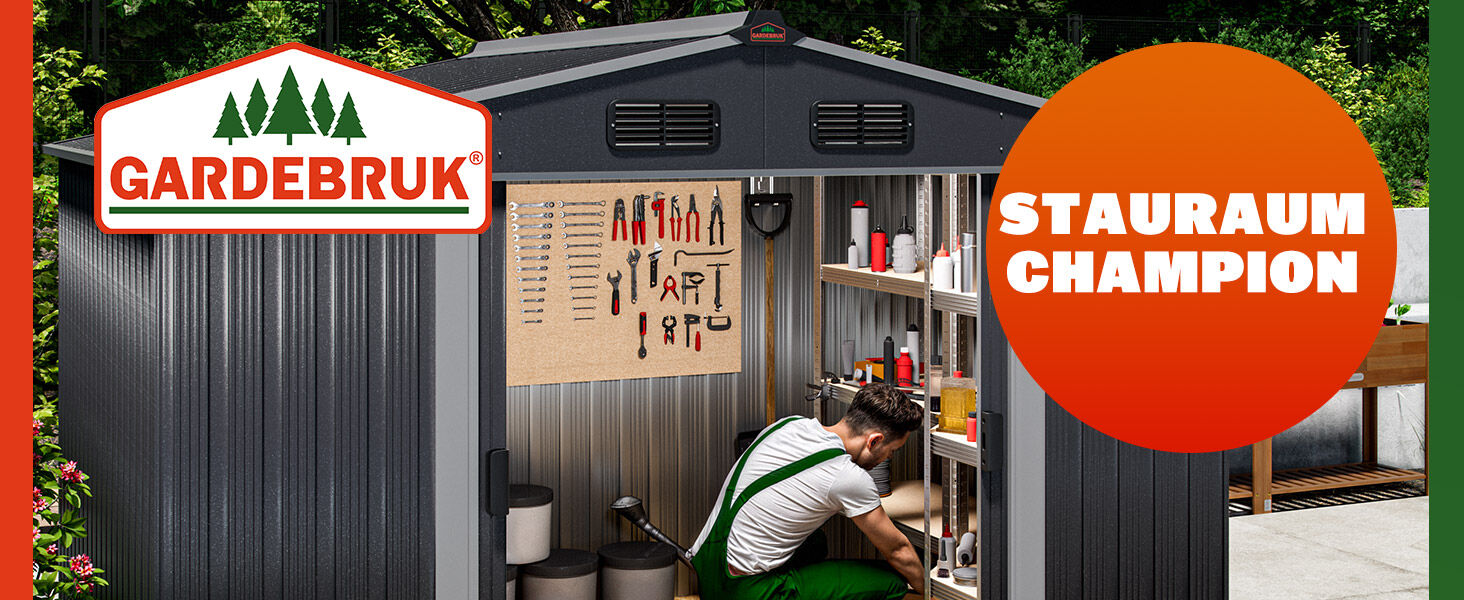 Geräteschuppen Anthrazit-Metallic mit Fundament 260x205x180cm