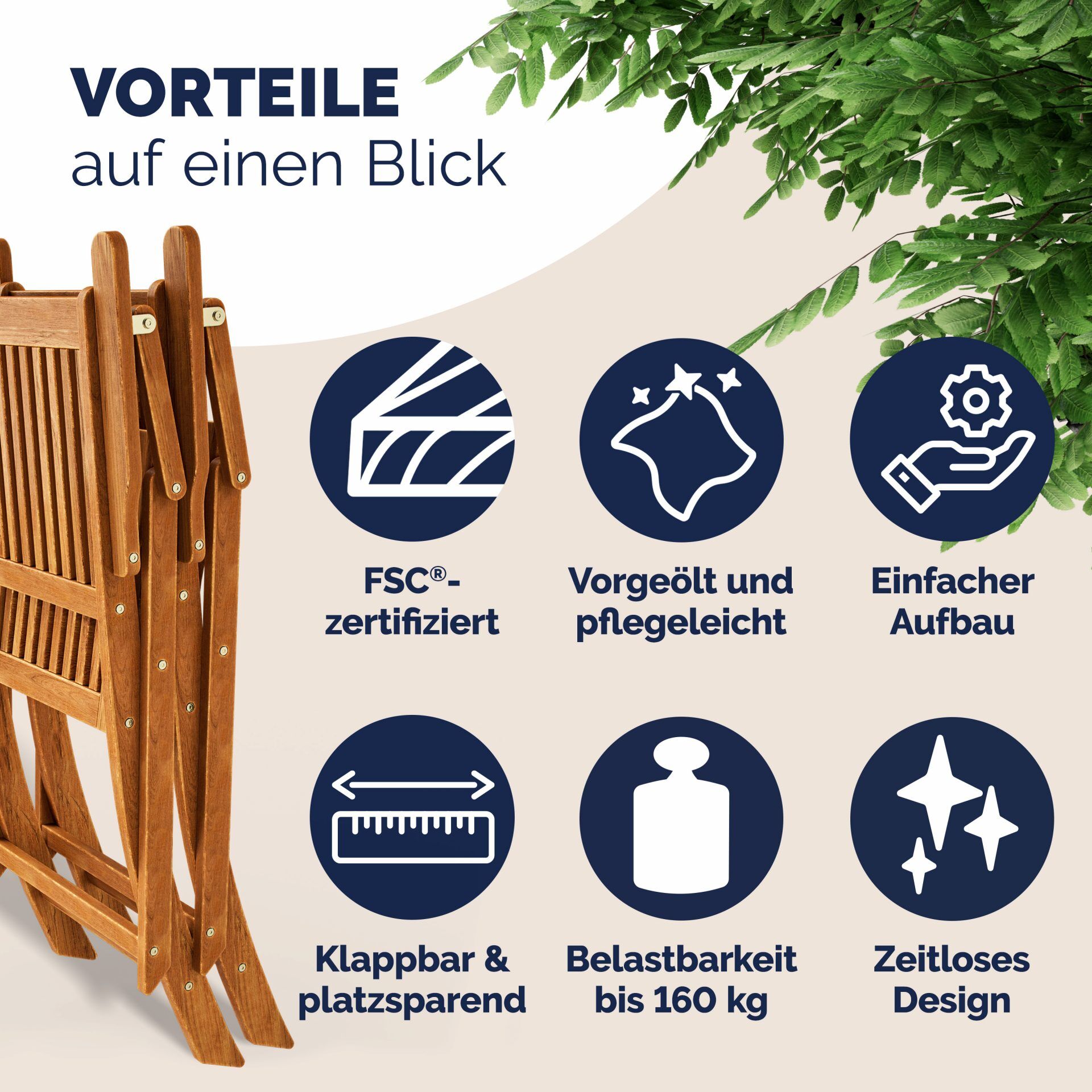 Gartenstuhl Sydney 2er-Set Akazie FSC®-zertifiziert