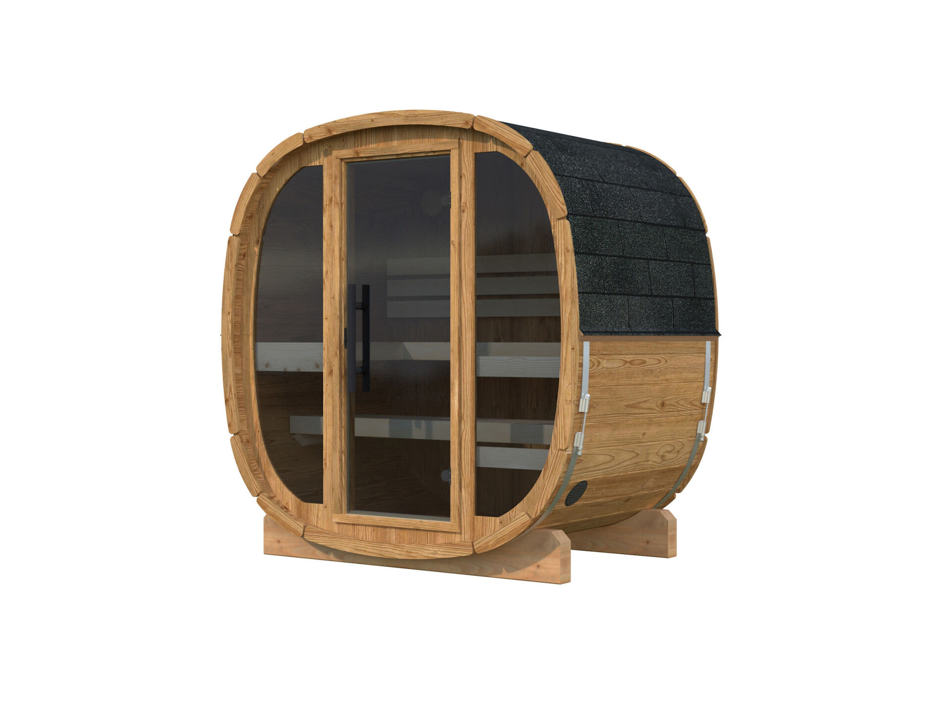 Palmako Fasssauna Astra 1,1 Thermoholz mit Glasfront