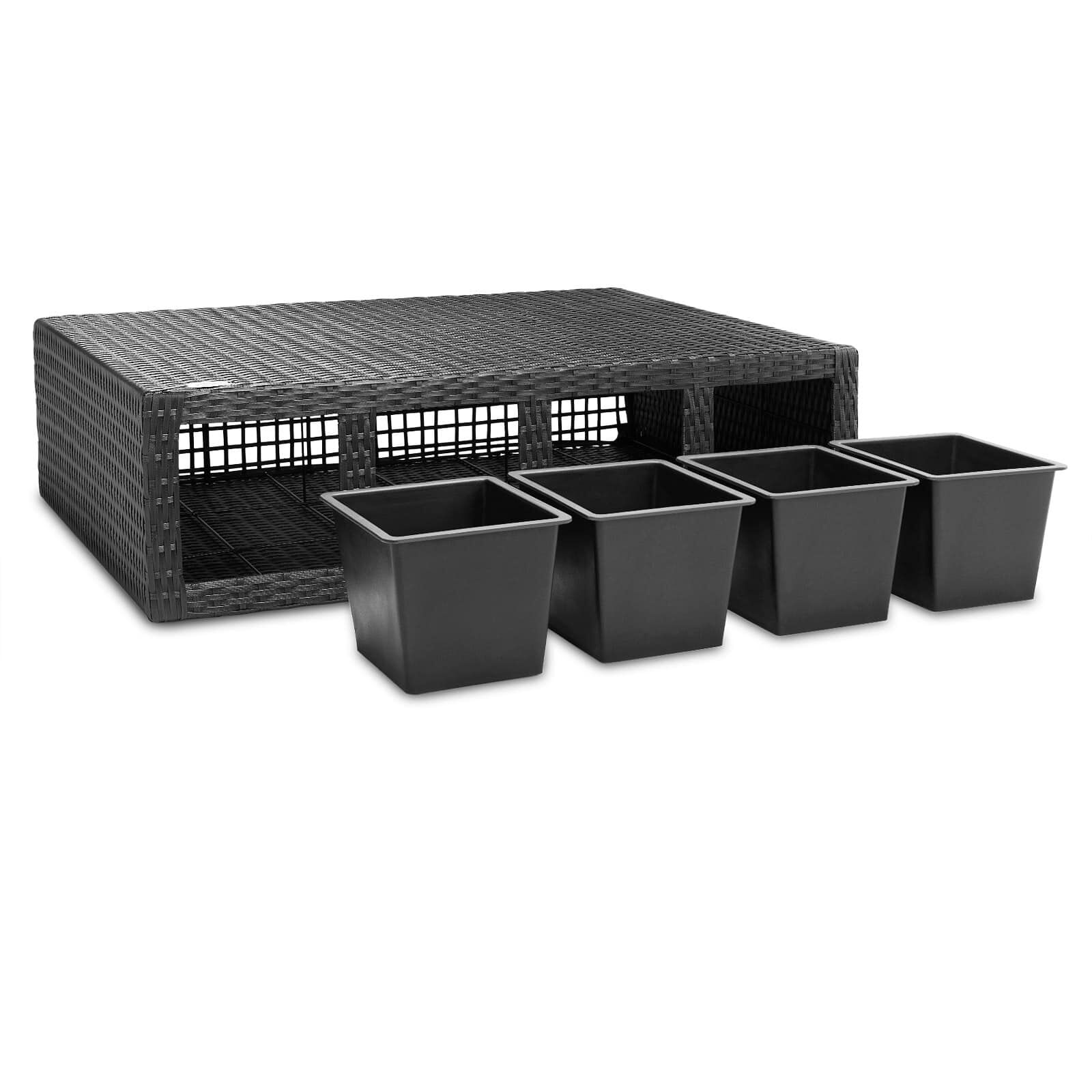 Polyrattan Blumentopf Schwarz 95x27x60cm