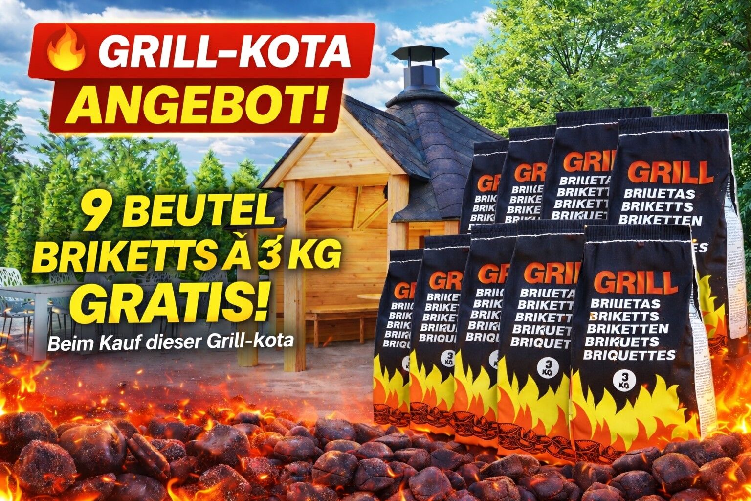 Angebot Briketts zur Grillkota offen