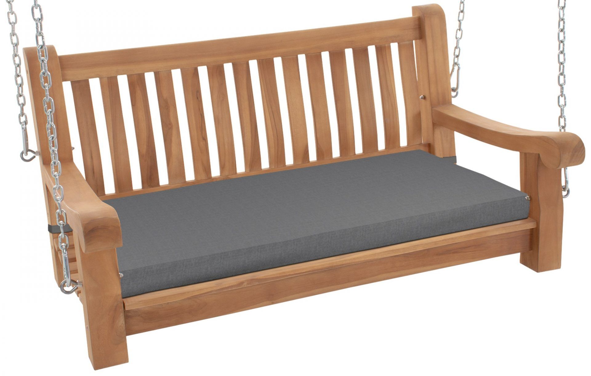 Schaukelbank Joyce mit Sitzkissen 120 cm + teak, dunkelgrau