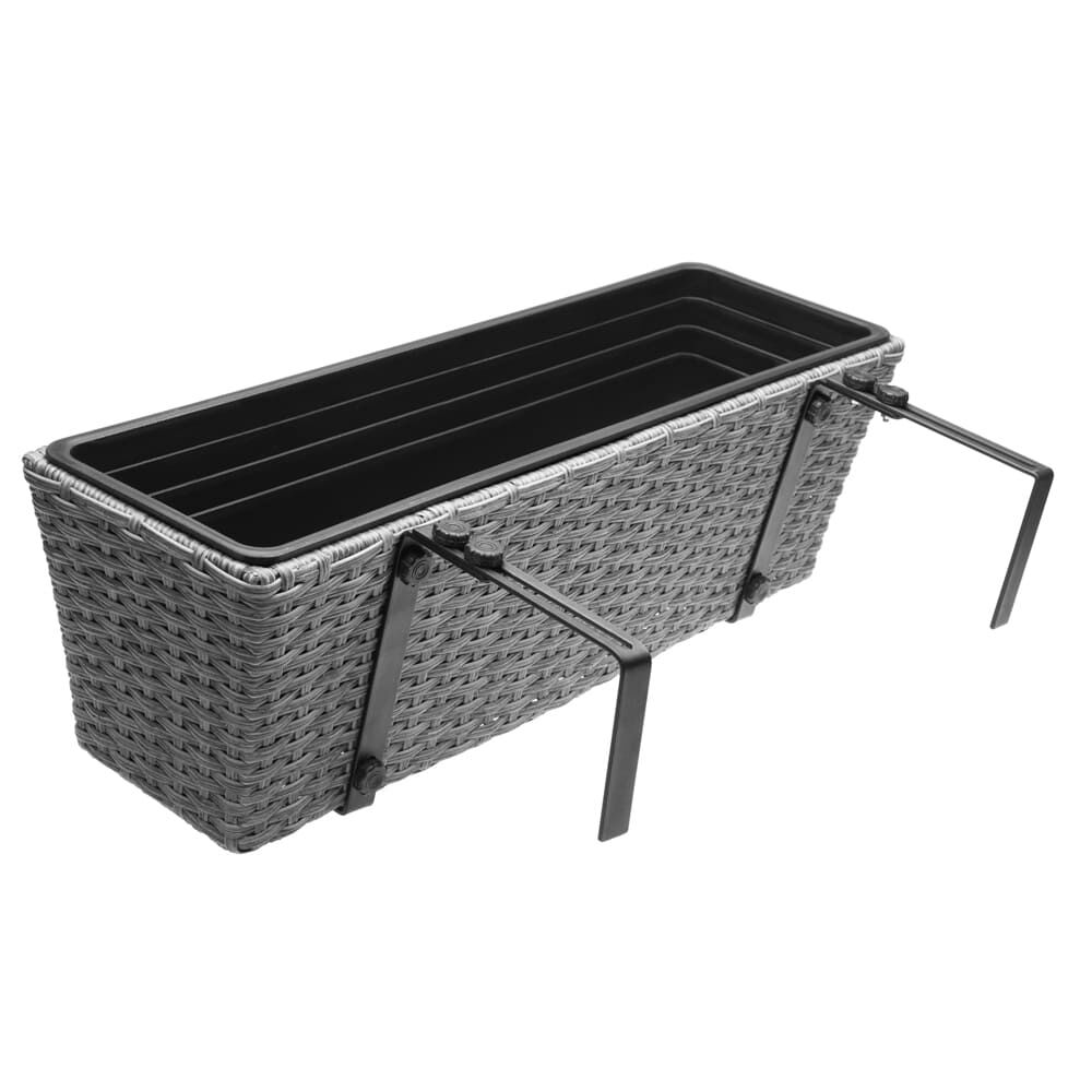 Polyrattan Blumenkasten 2er-Set Grau