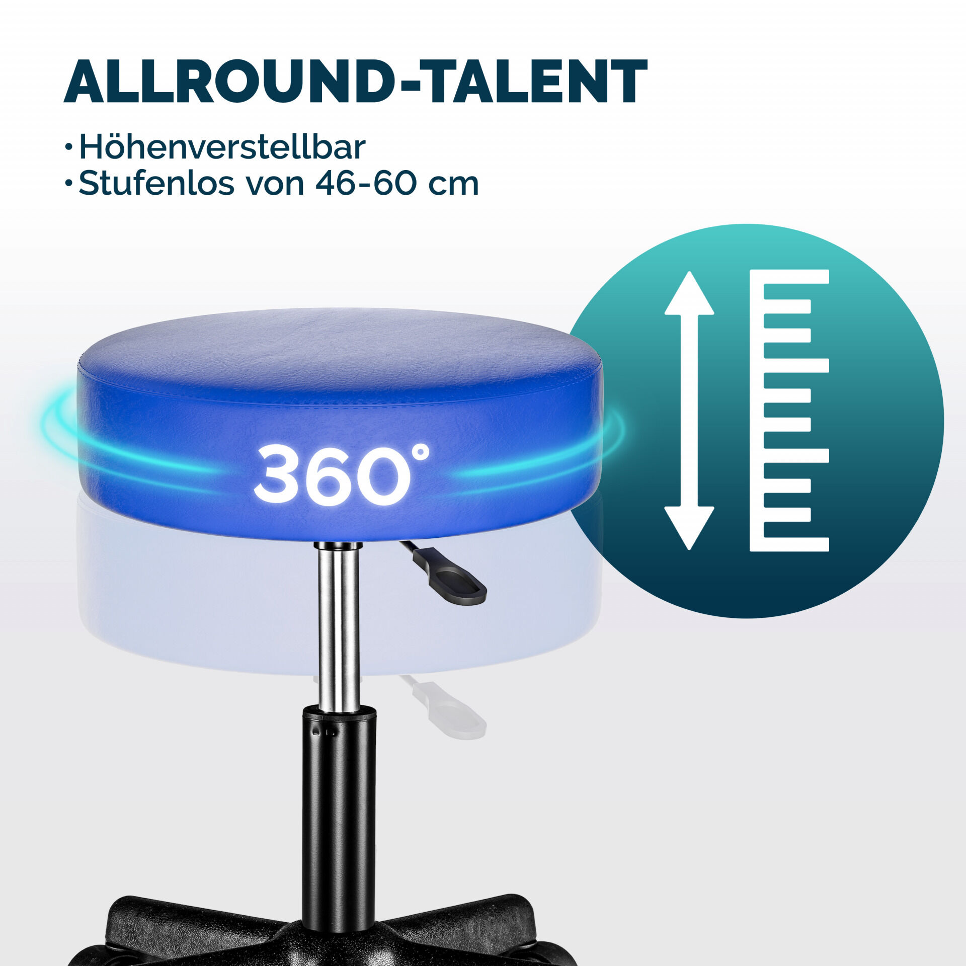 Rollhocker Kunstleder Blau 360° drehbar