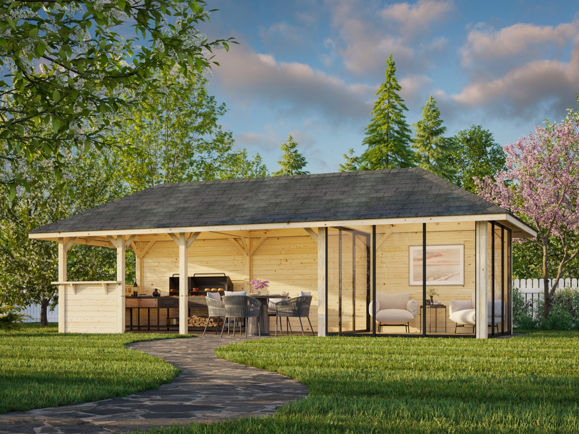 Palmako Pavillon Bianca 24,9 m2 Set 216 Slide
