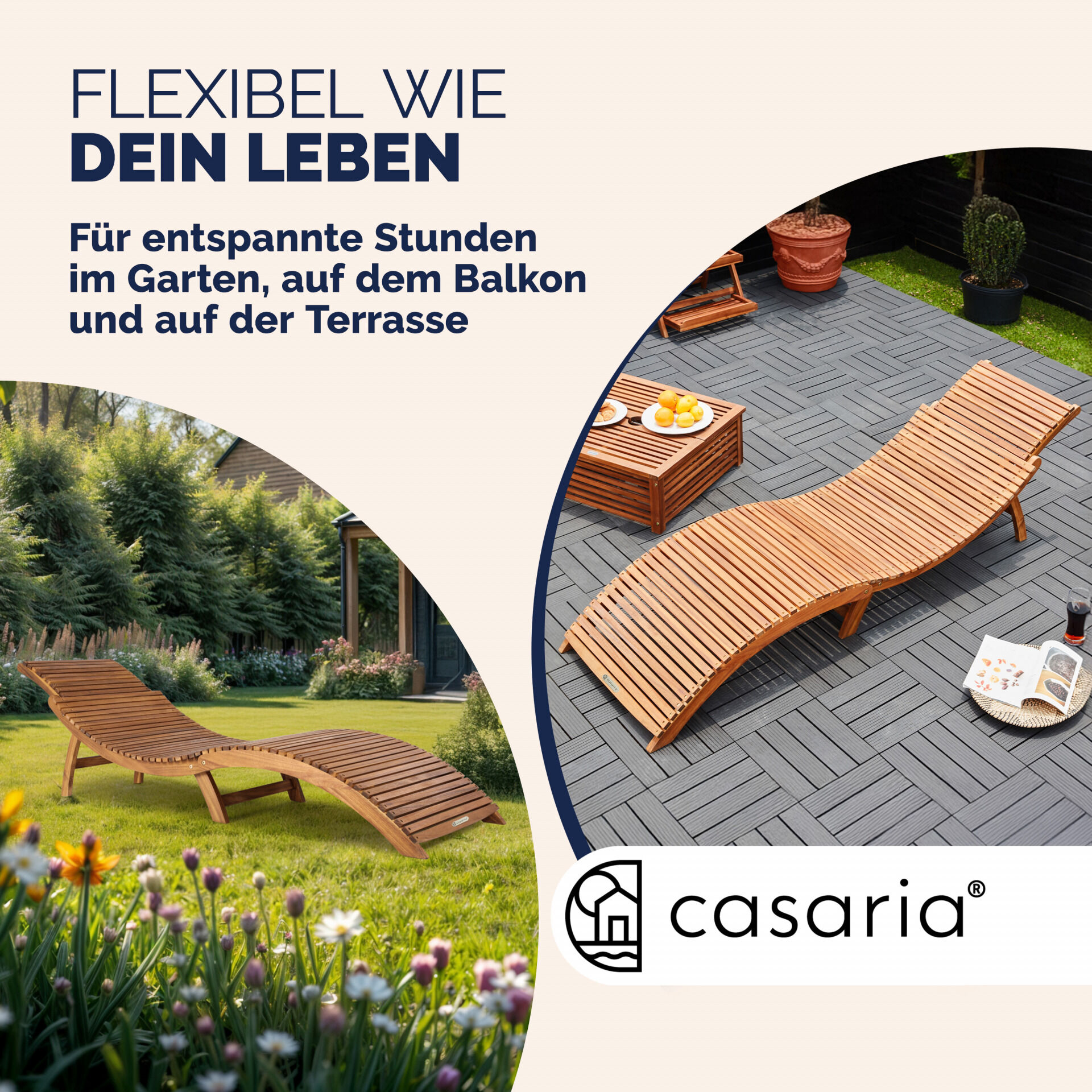 Faltbare Gartenliege Akazienholz FSC®-zertifiziert