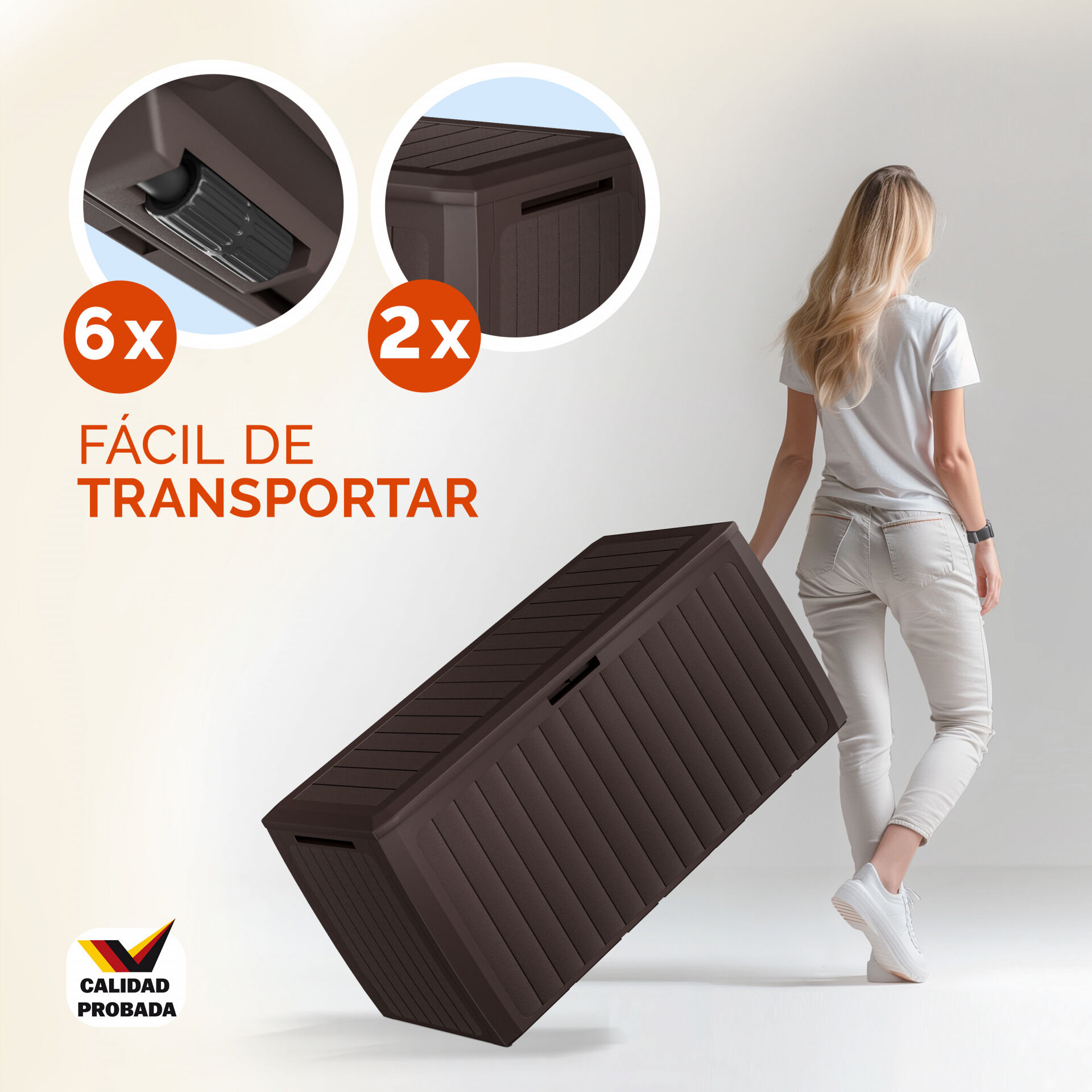 Gartenbox 290L Braun Board Plus mit Rollen wetterfest