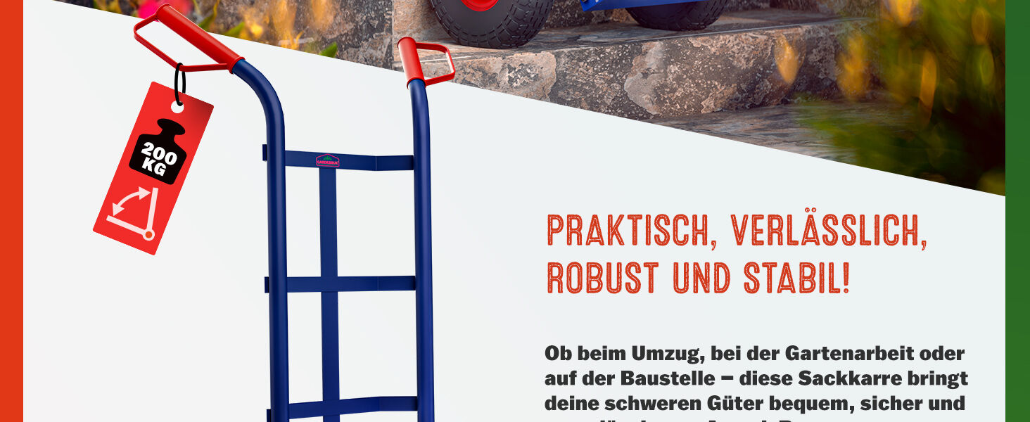 Sackkarre Blau Stahl Luftbereifung klappbare Schaufel