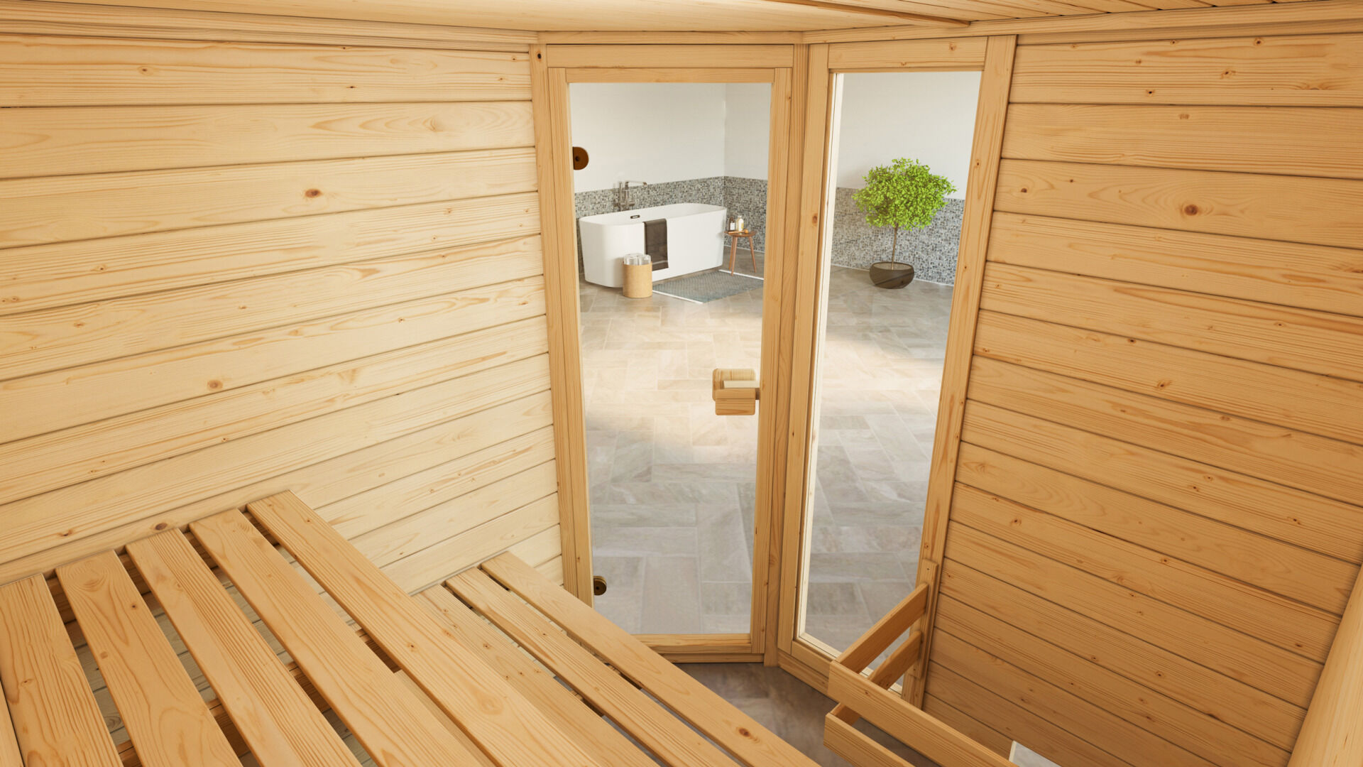 weka Massivholzsauna 38 mm VALIDA Eck 2F