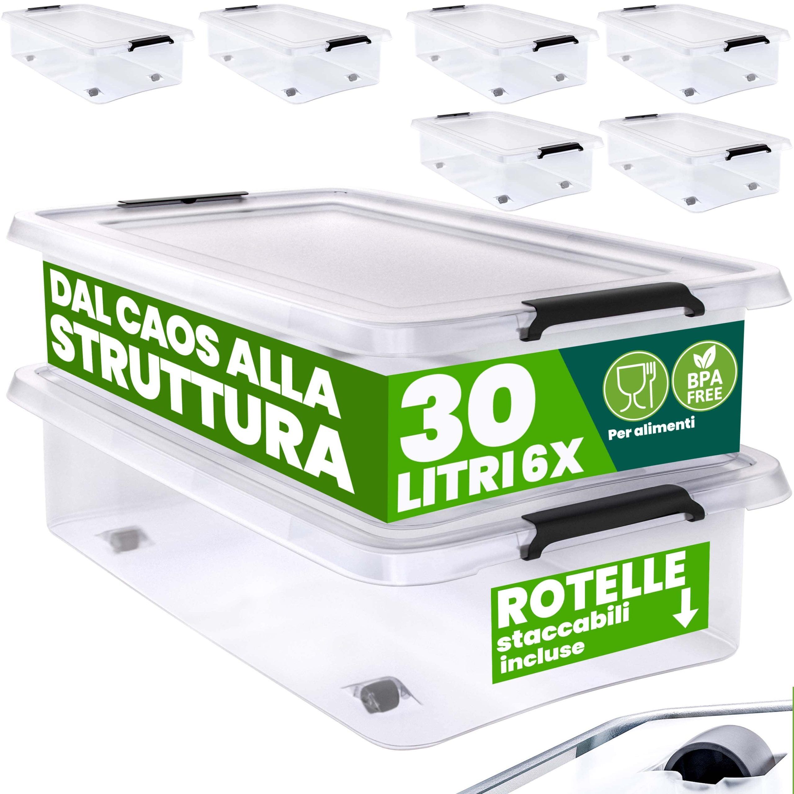 Aufbewahrungsbox 6er-Set Transparent 60x40x17cm 30L stapelbar