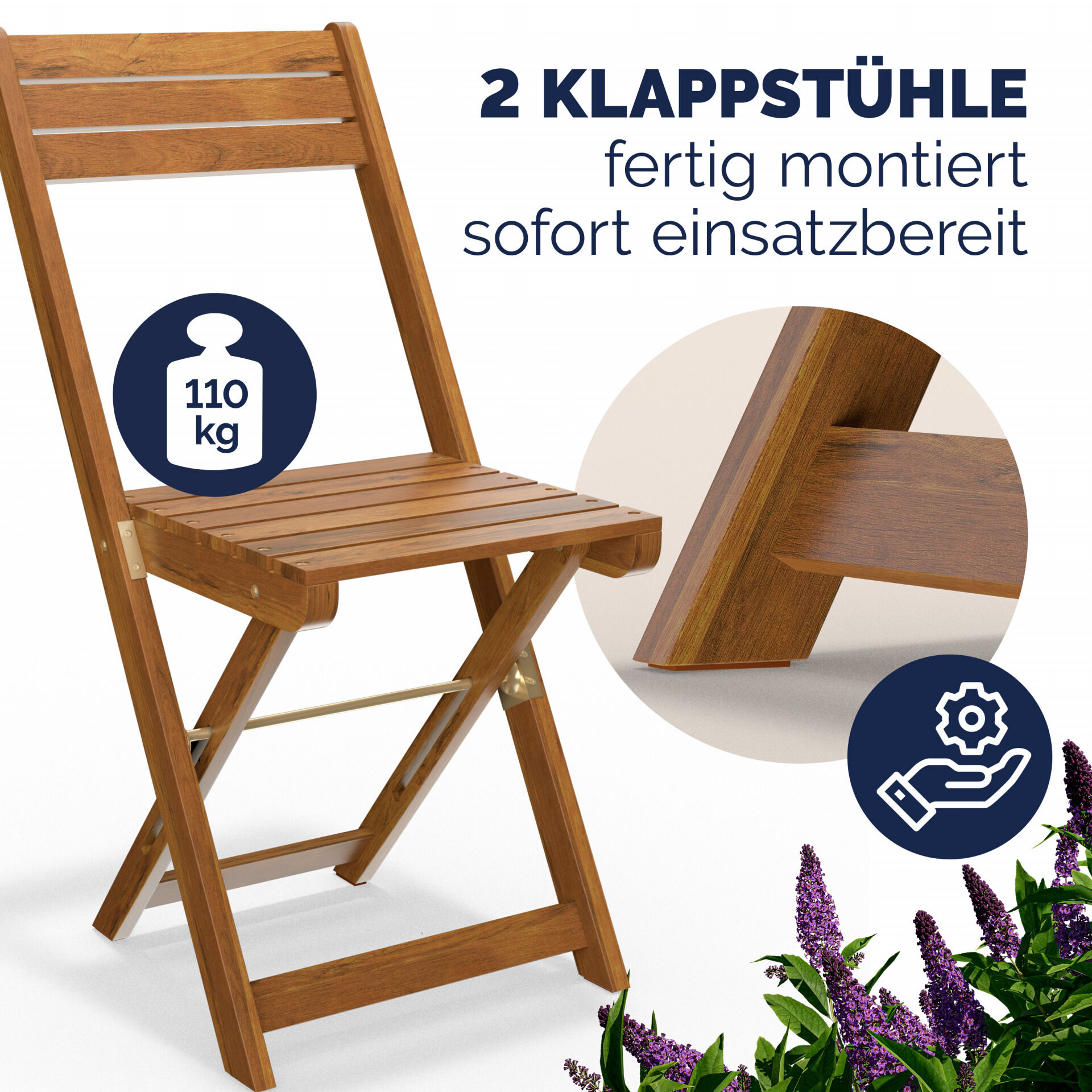 Garten-Sitzgruppe 3-tlg Akazienholz klappbar