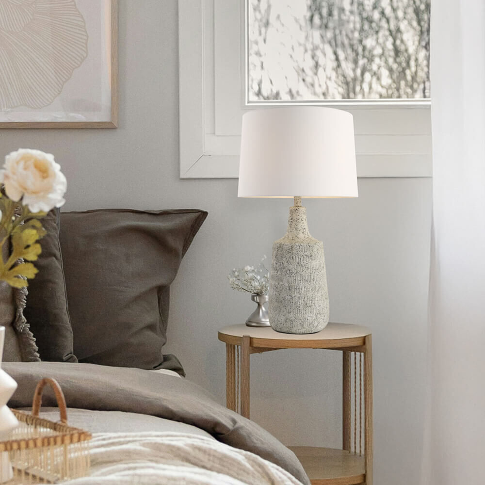 Große Tischlampe in Steinoptik CARO - Weiß