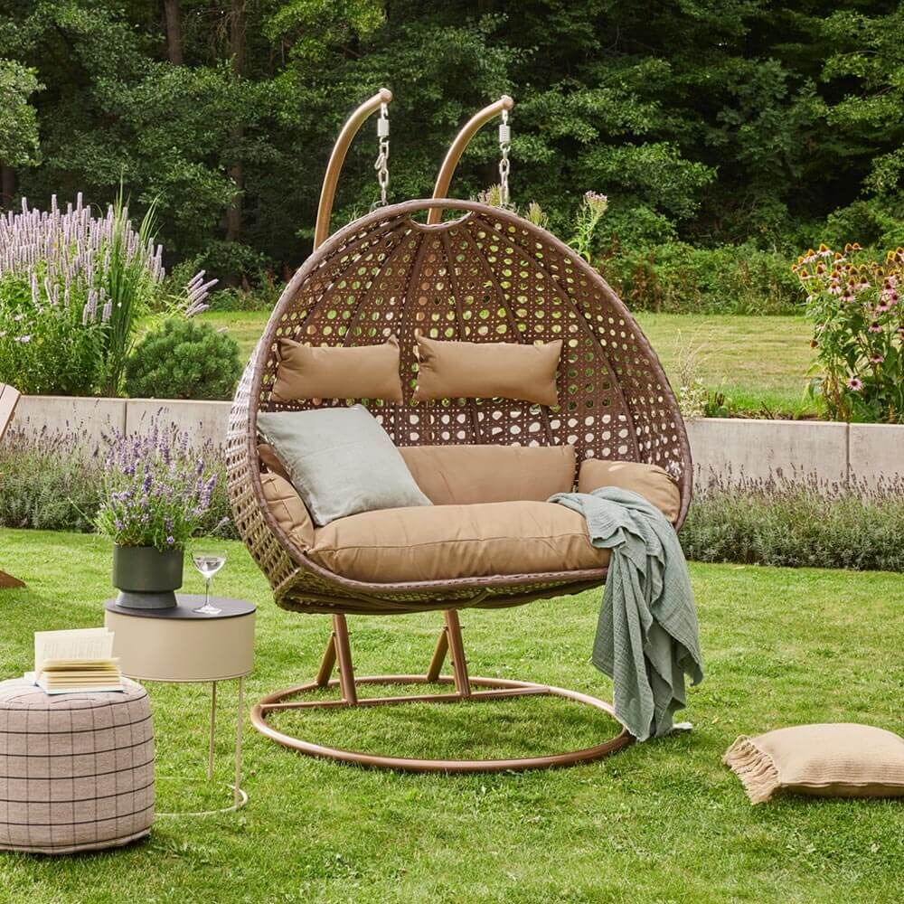 Polyrattan Hängesessel TWIN - Braun für 2 Personen