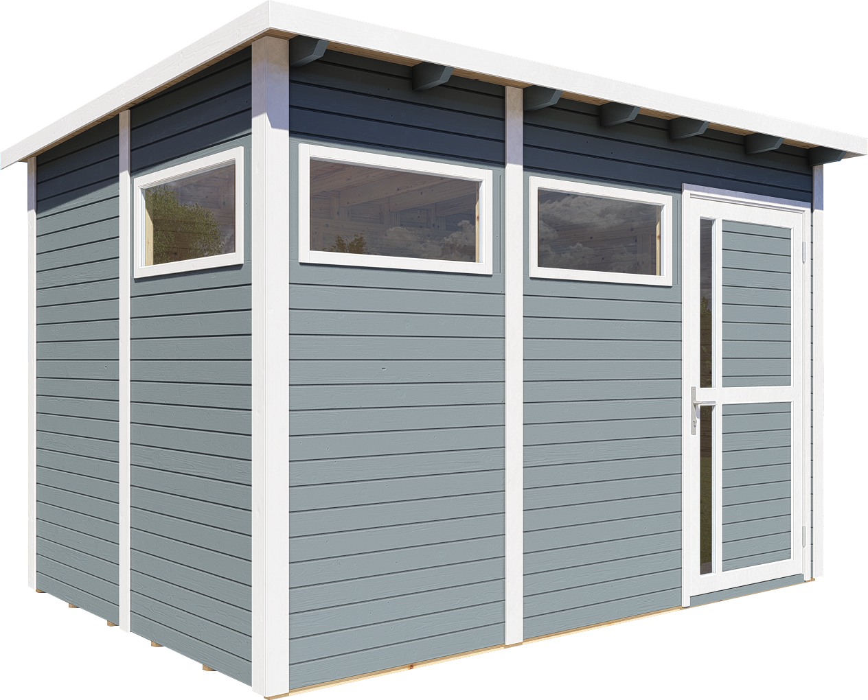 Gartenhaus Holz Pentus 3 hellgrau 337 x 234 cm