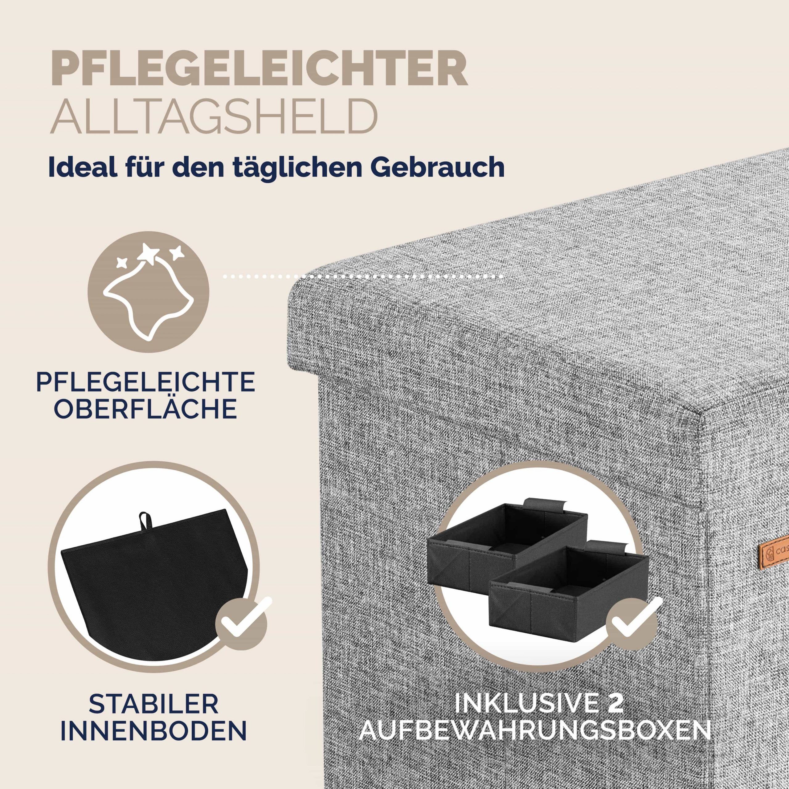 Sitzbank Hellgrau 115x38x38cm mit Klappdeckel