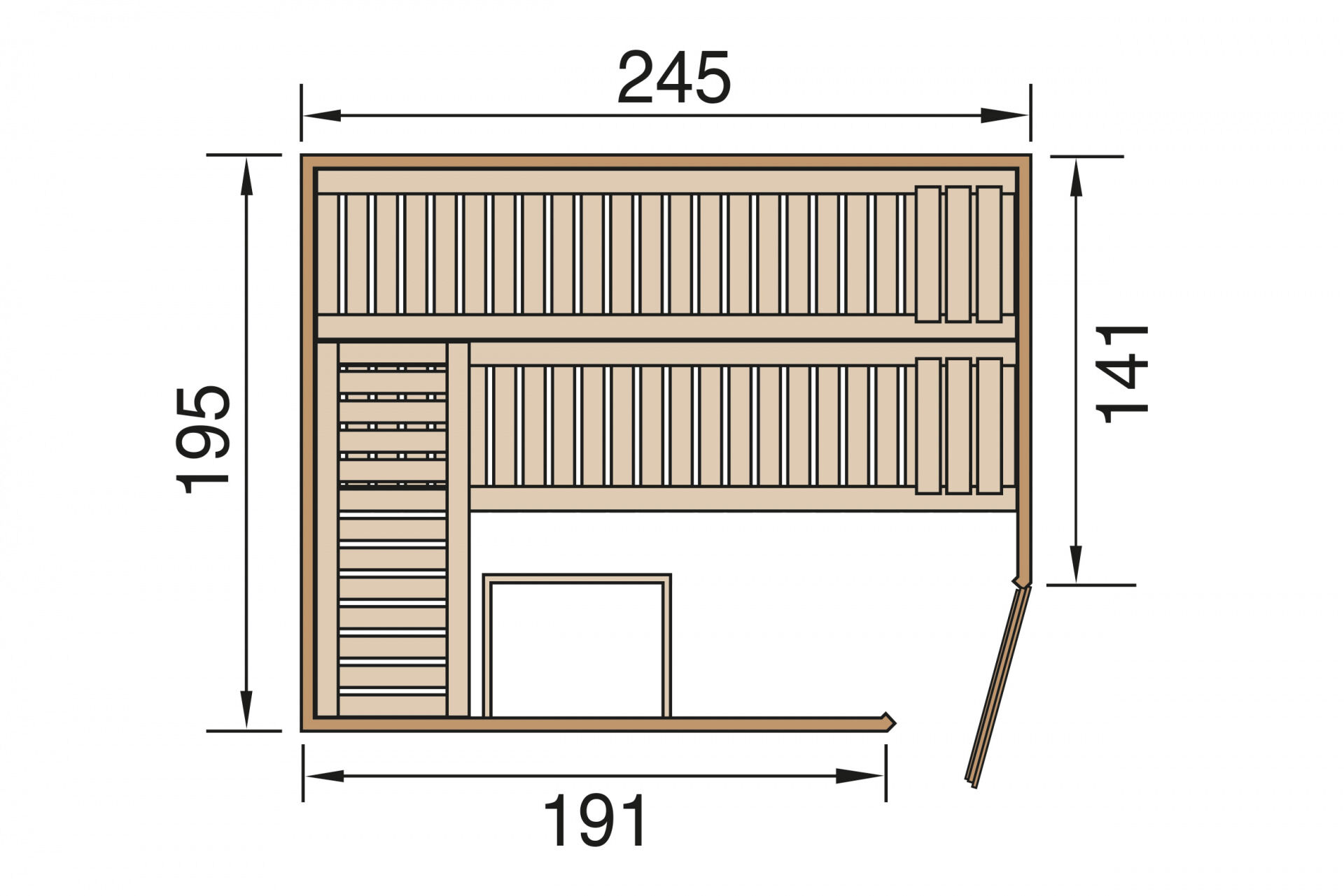 weka Premium-Massivholzsauna 45 mm TURKU 3, ohne Ofen, ohne Beleuchtung
