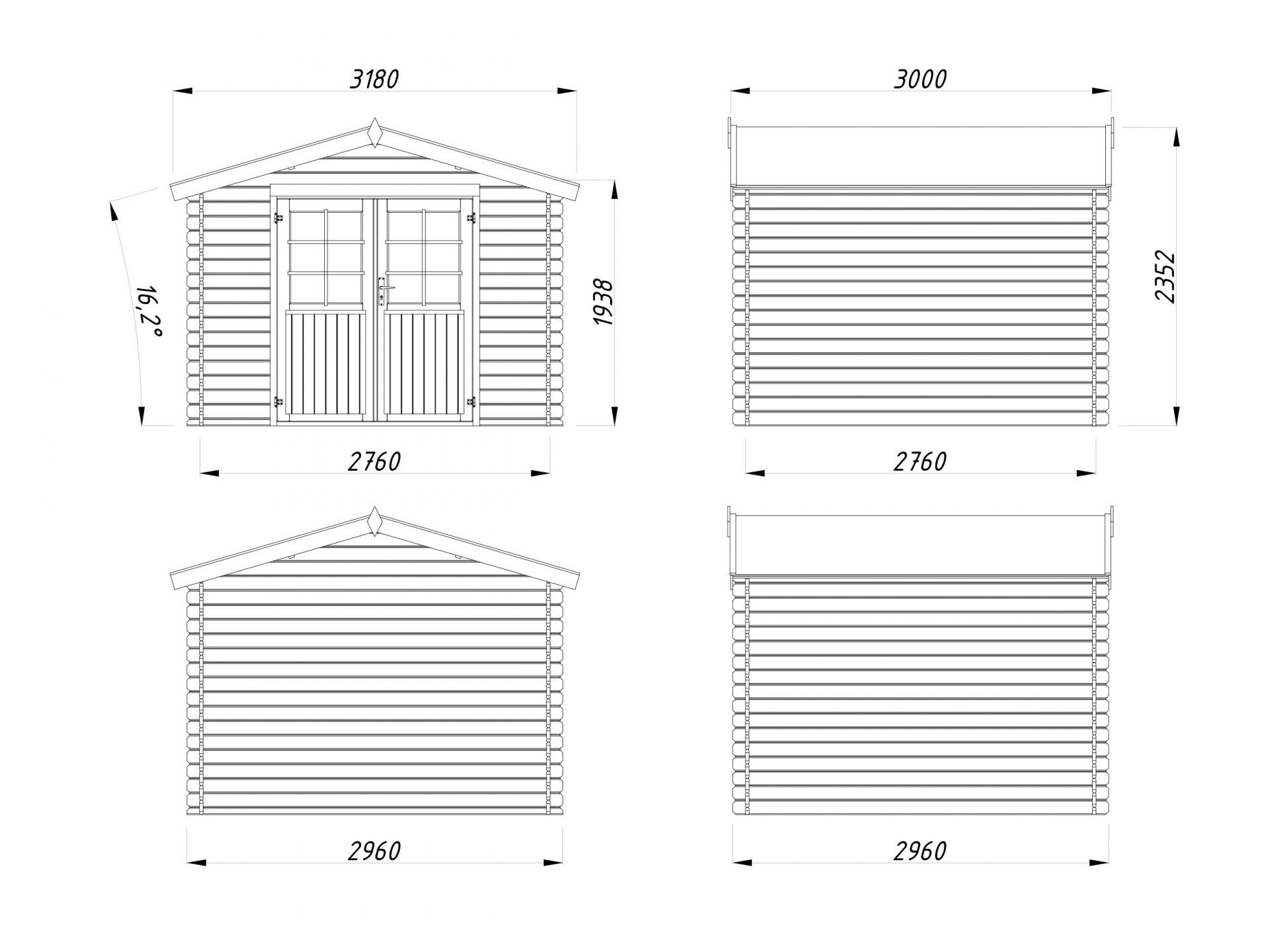 Gartenhaus Holz 2,7x2,7m Aktion 75