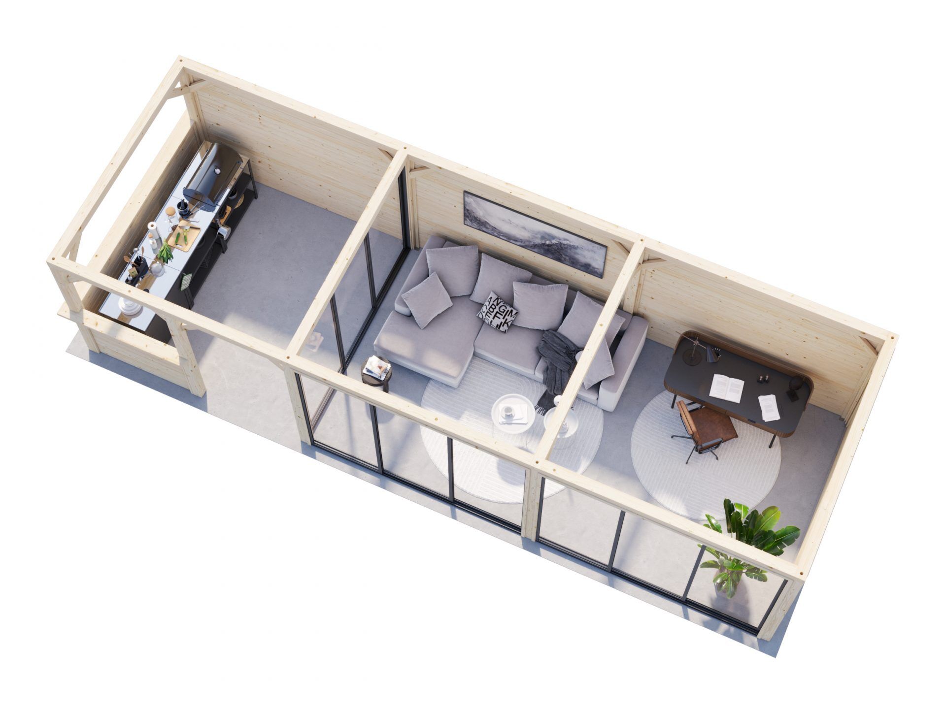 Palmako modernes Gartenhaus Lenna 24,9 m² Set 719 Slide Plus