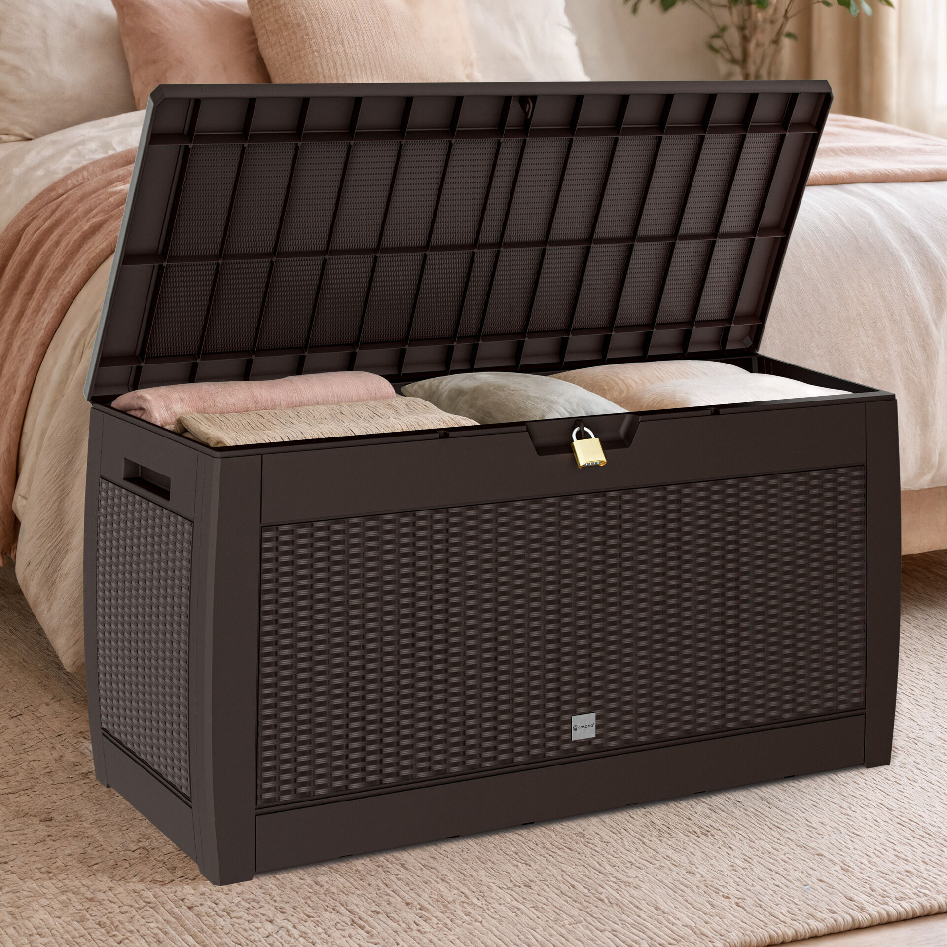 Gartenbox Rato 310L Braun Rattan Optik wasserdicht