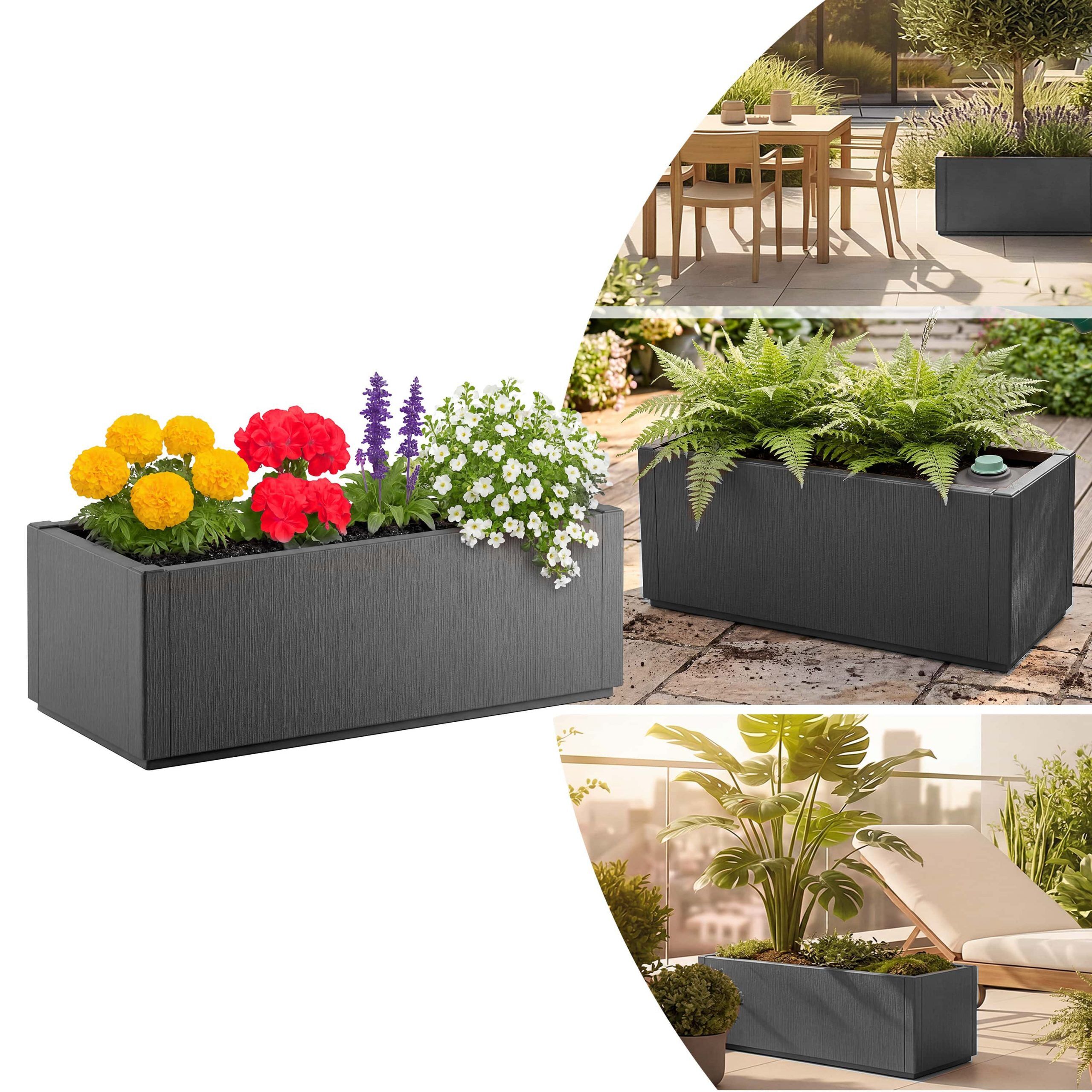 Blumentopf Ethica Anthrazit Kunststoff 80x36x36cm