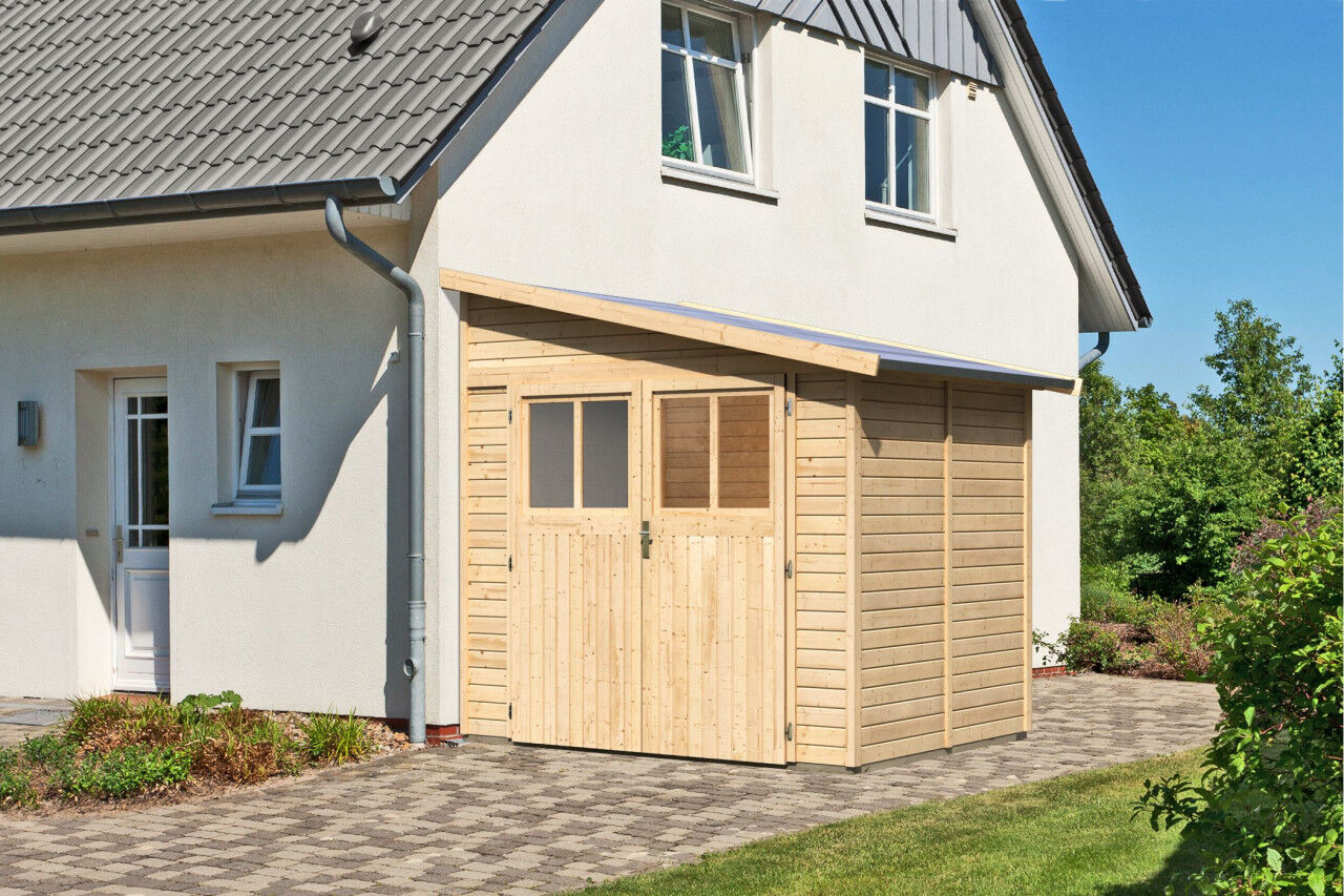 Karibu Pultdach Gartenhaus Bomlitz 2 natur