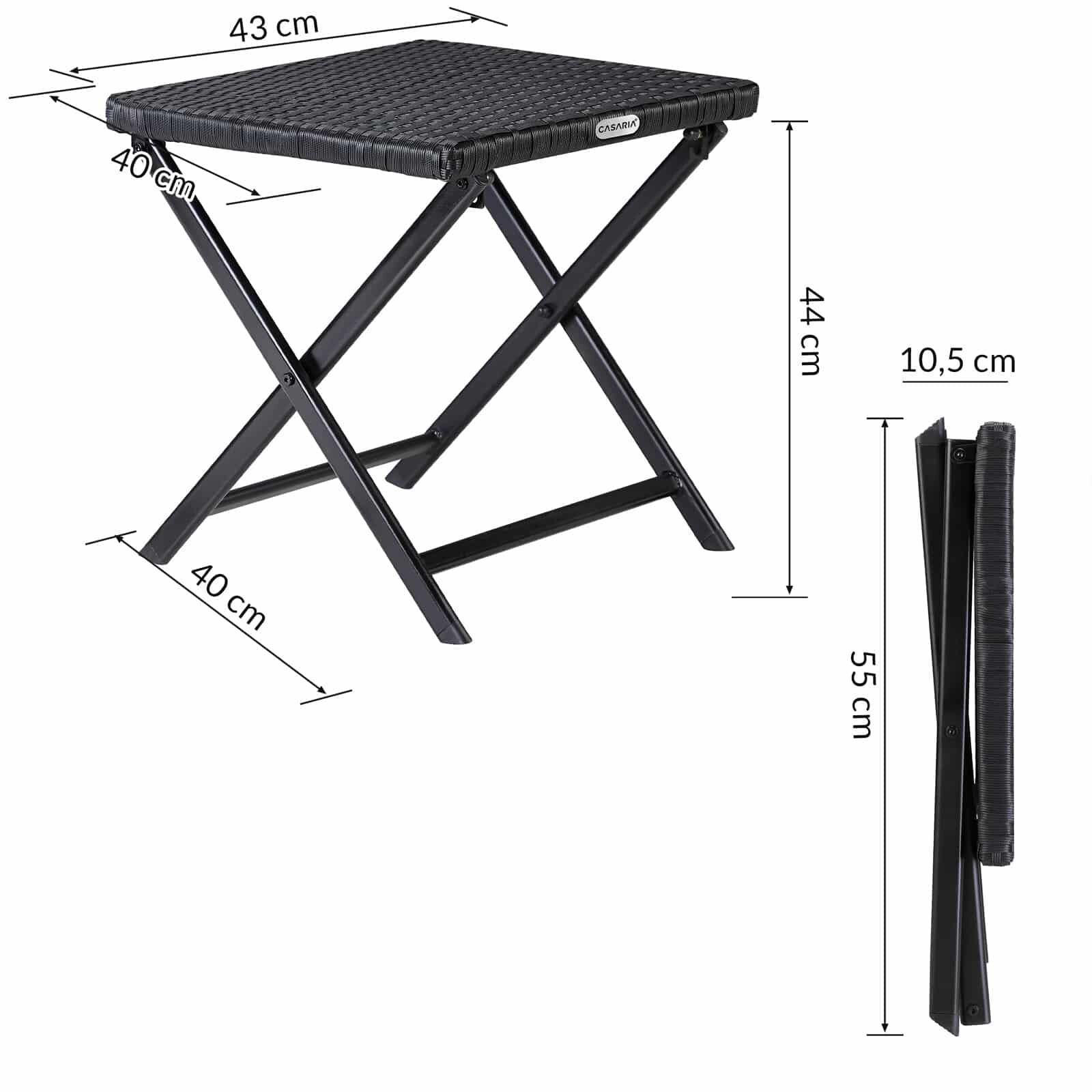 Polyrattan Klapphocker Rom 3in1 Schwarz