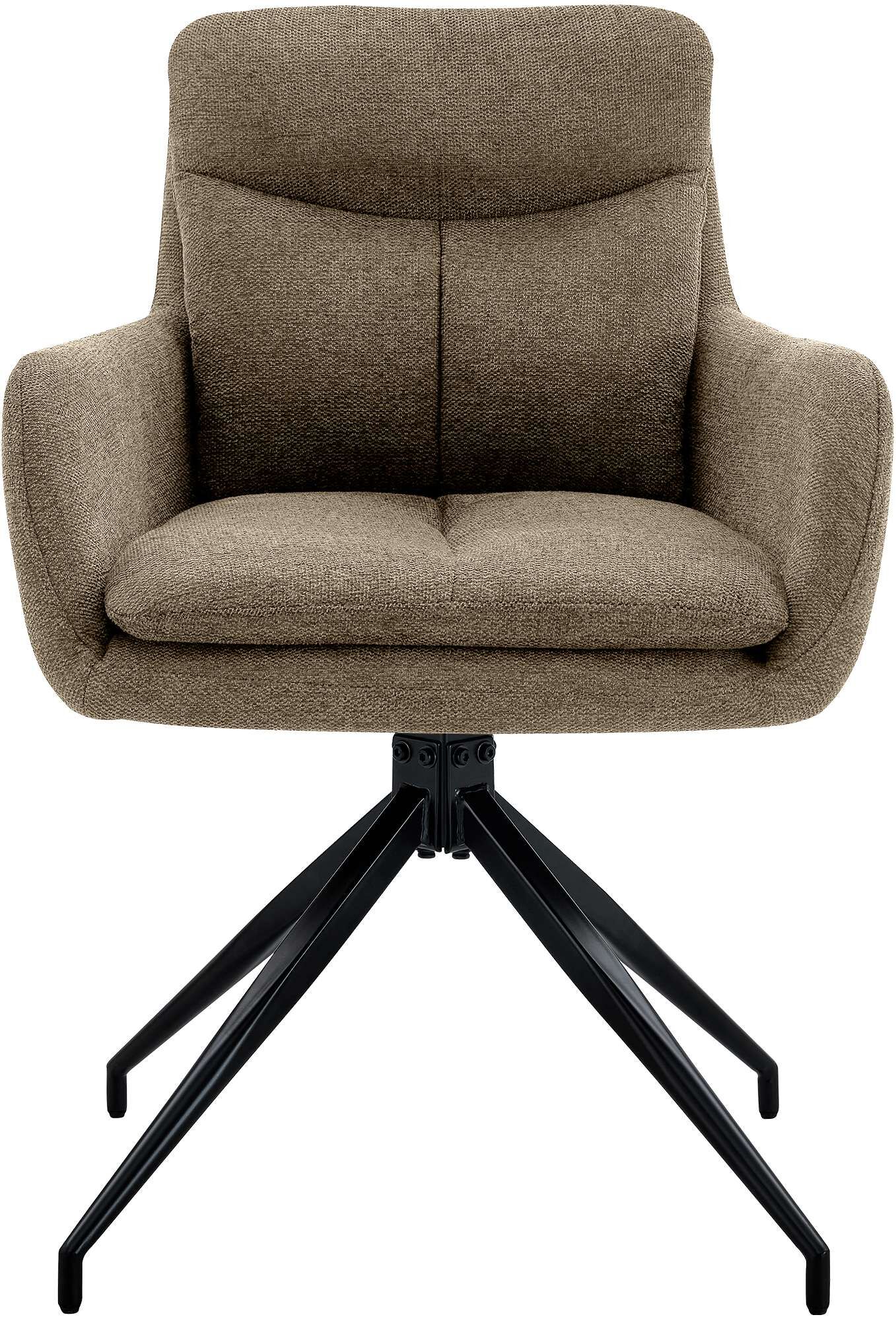 2er Set Esszimmerstuhl Somers Stoff, braun