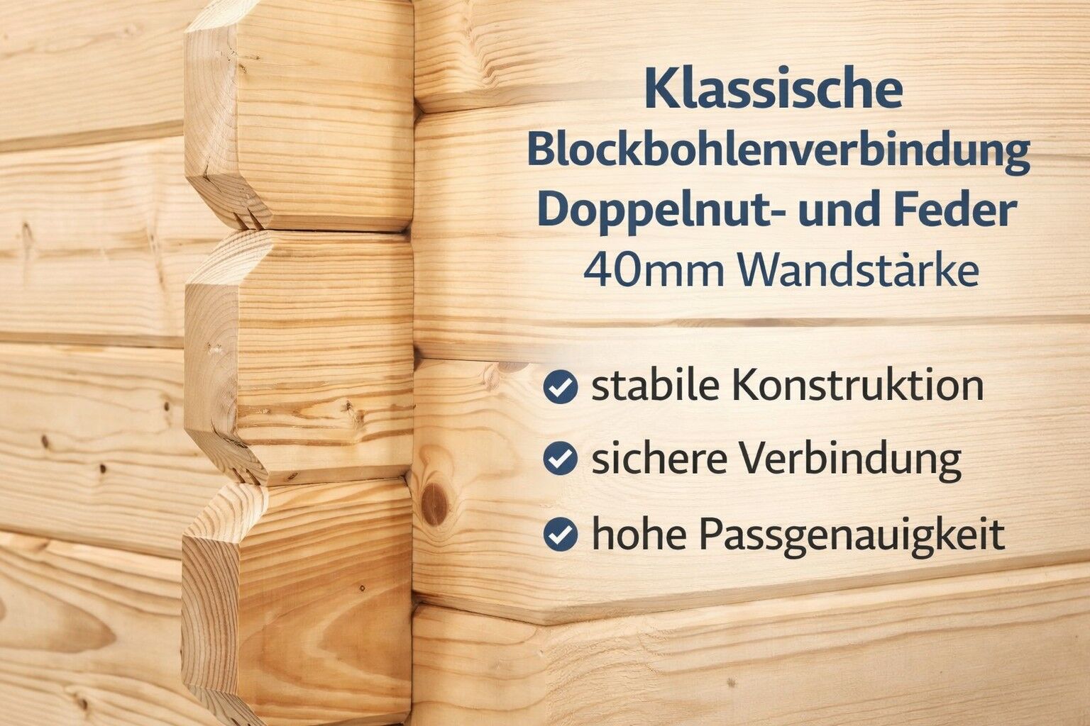 Blockbohlenverbindung 40mm