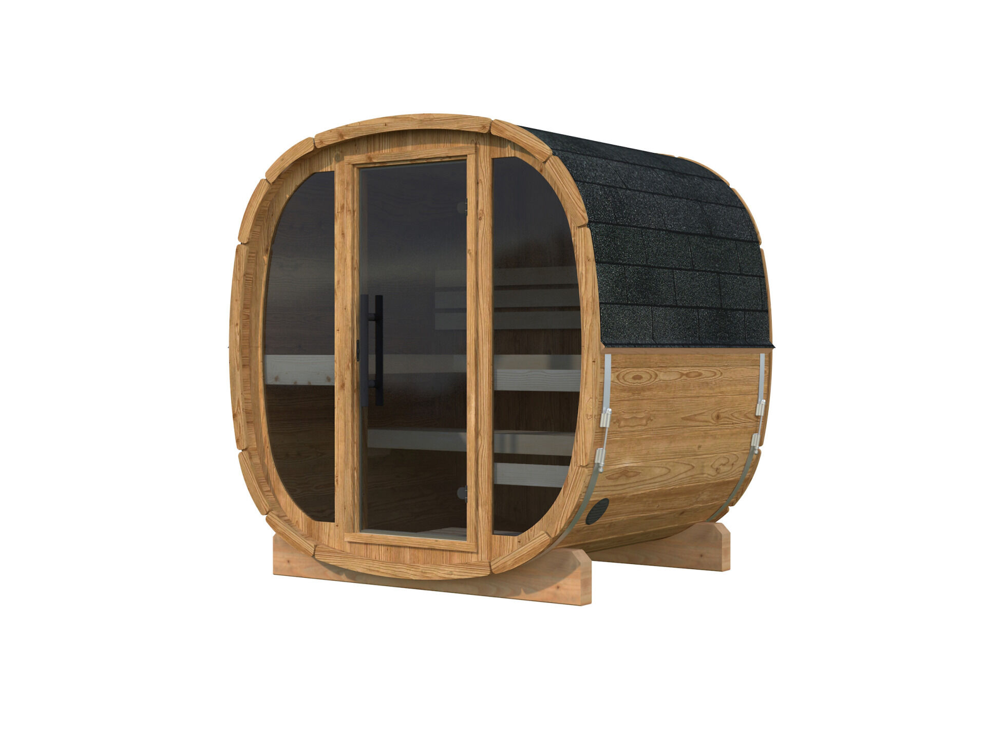 Palmako Fasssauna Astra 1,4 Thermoholz mit Glasfront