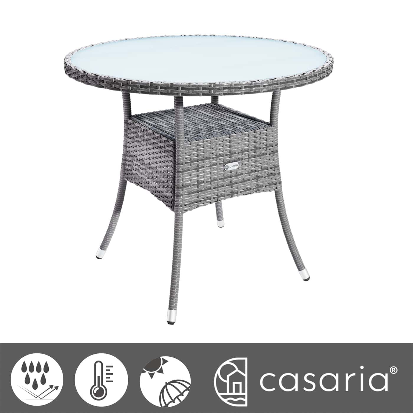 Polyrattan Tisch Grau Ø80cm