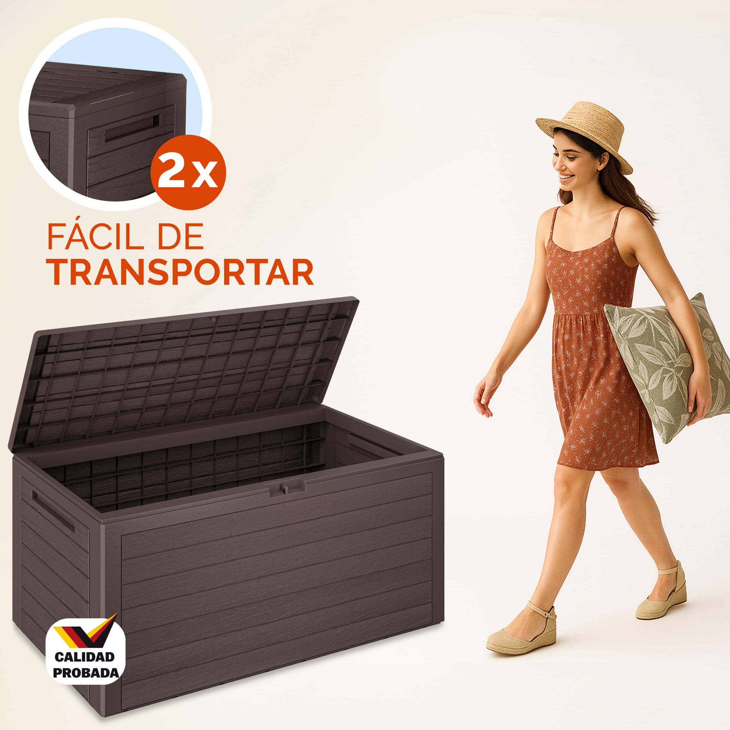 Gartenbox Woody 280L Braun Holzoptik wasserdicht