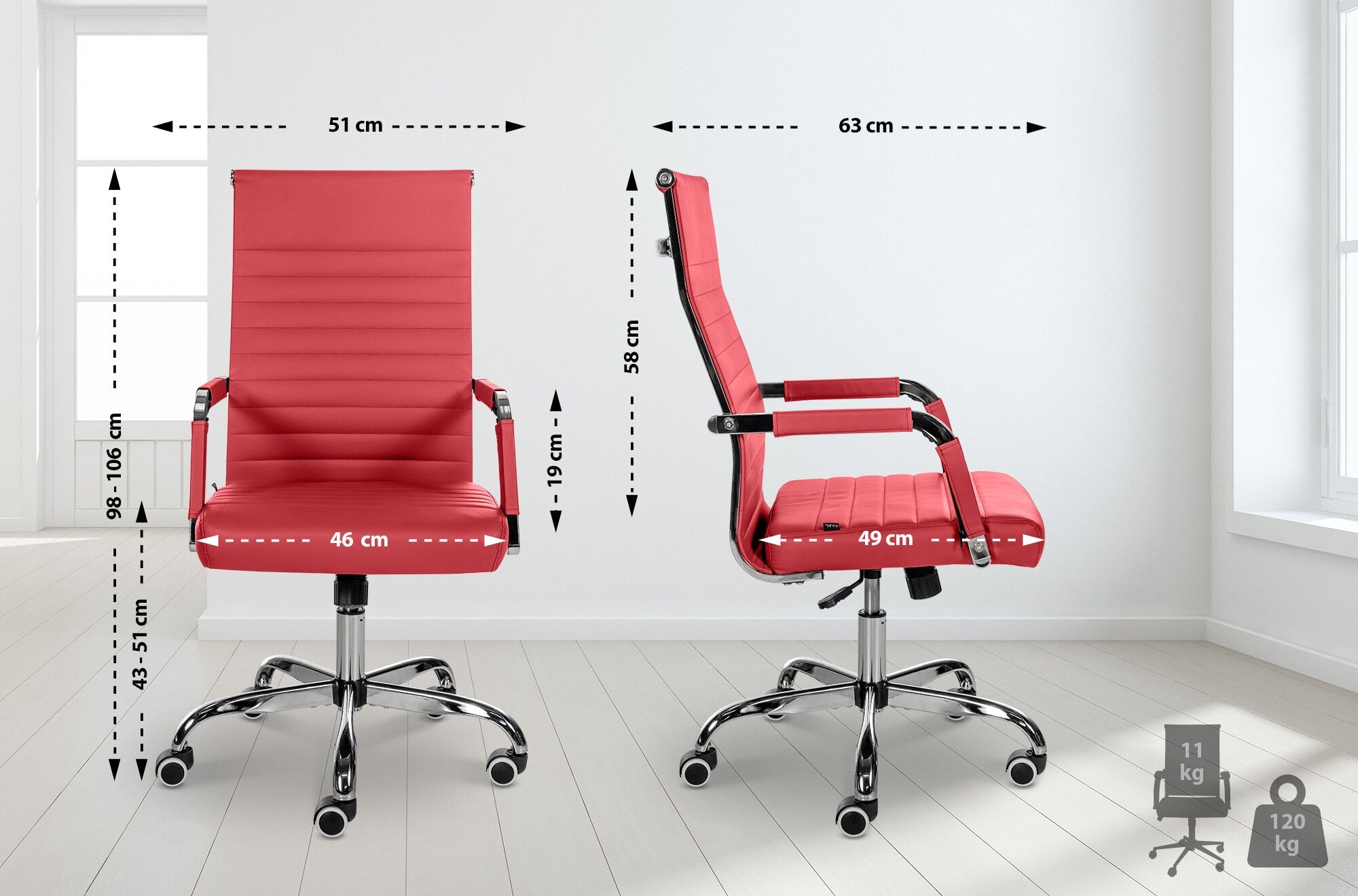 Bürostuhl Amadora Kunstleder, rot