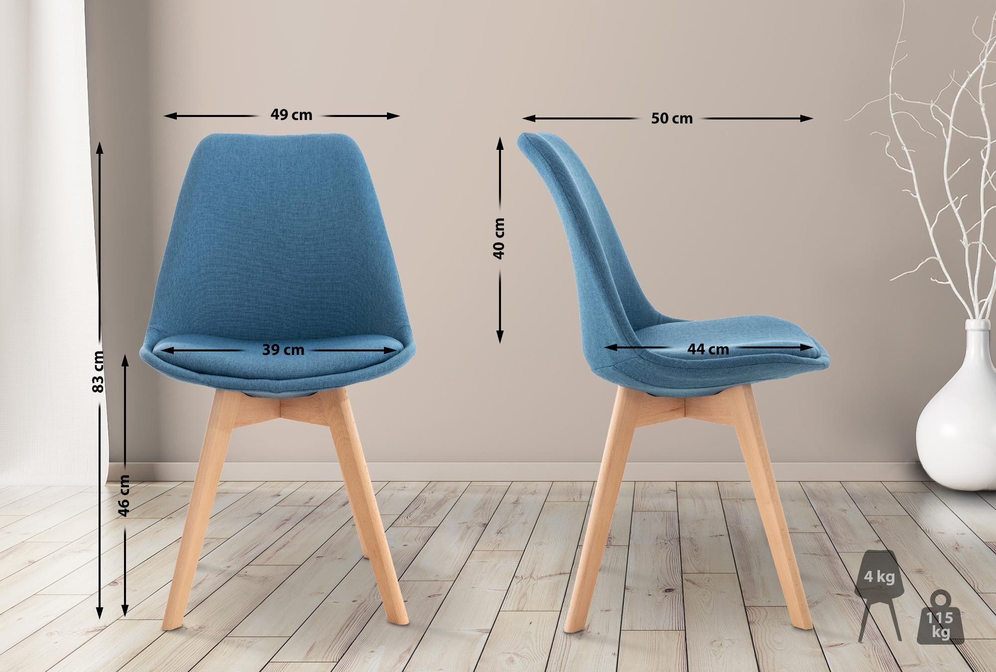 Stuhl Linares Stoff, blau