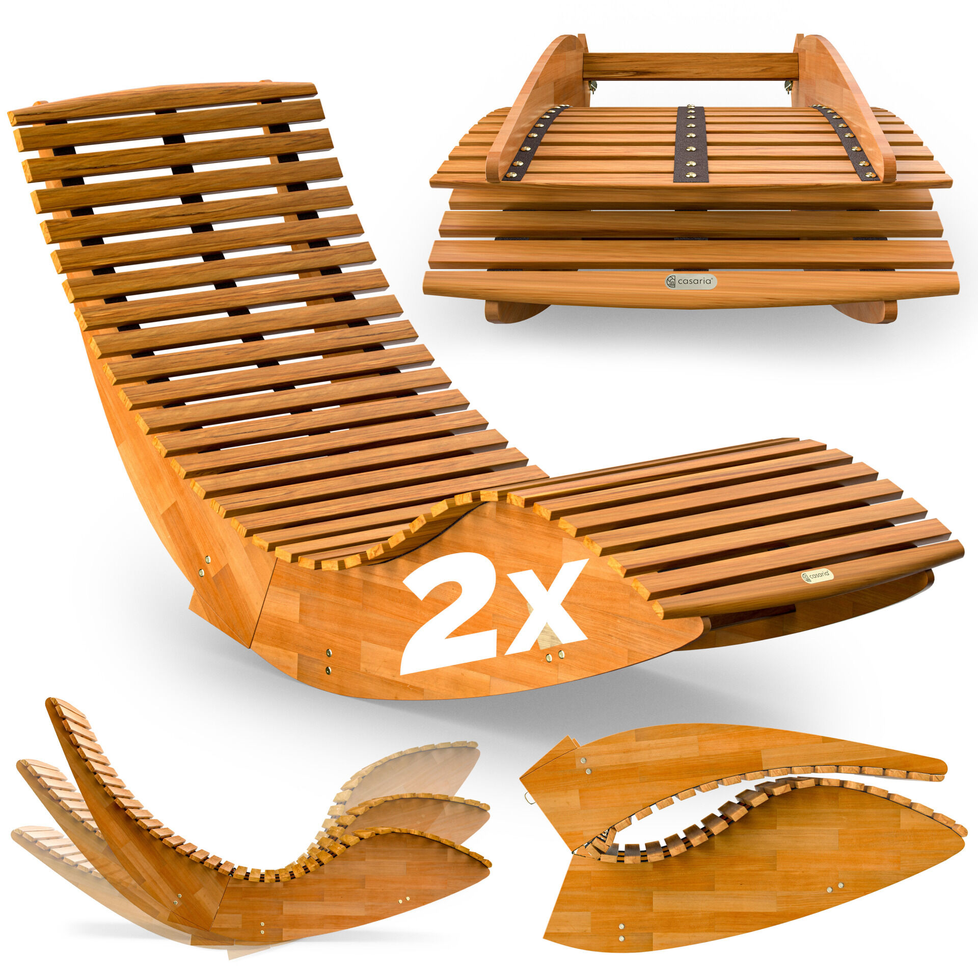 Saunaliege Java 2er-Set klappbar ergonomisch Schaukel fixierbar