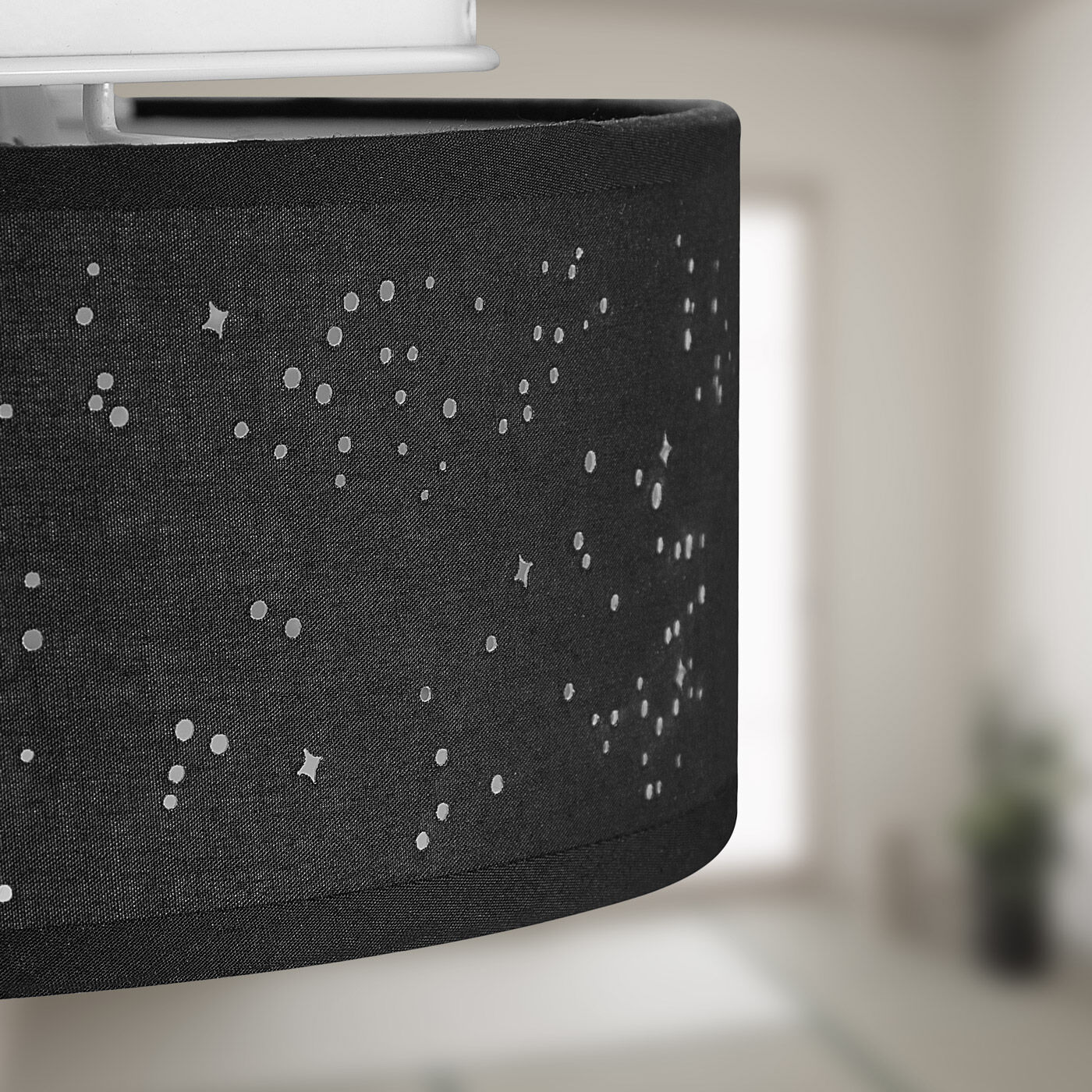 Deckenlampe Schwarz Stoff Ø30cm Sternenhimmel