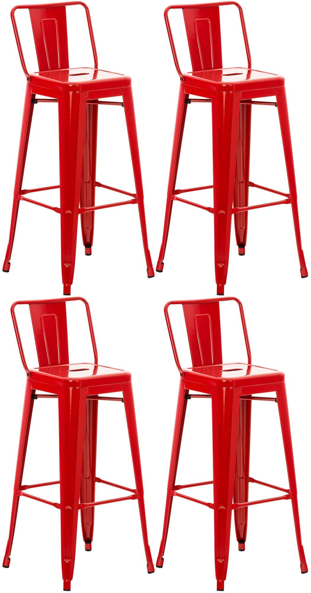 4er Set Barhocker Mason, rot