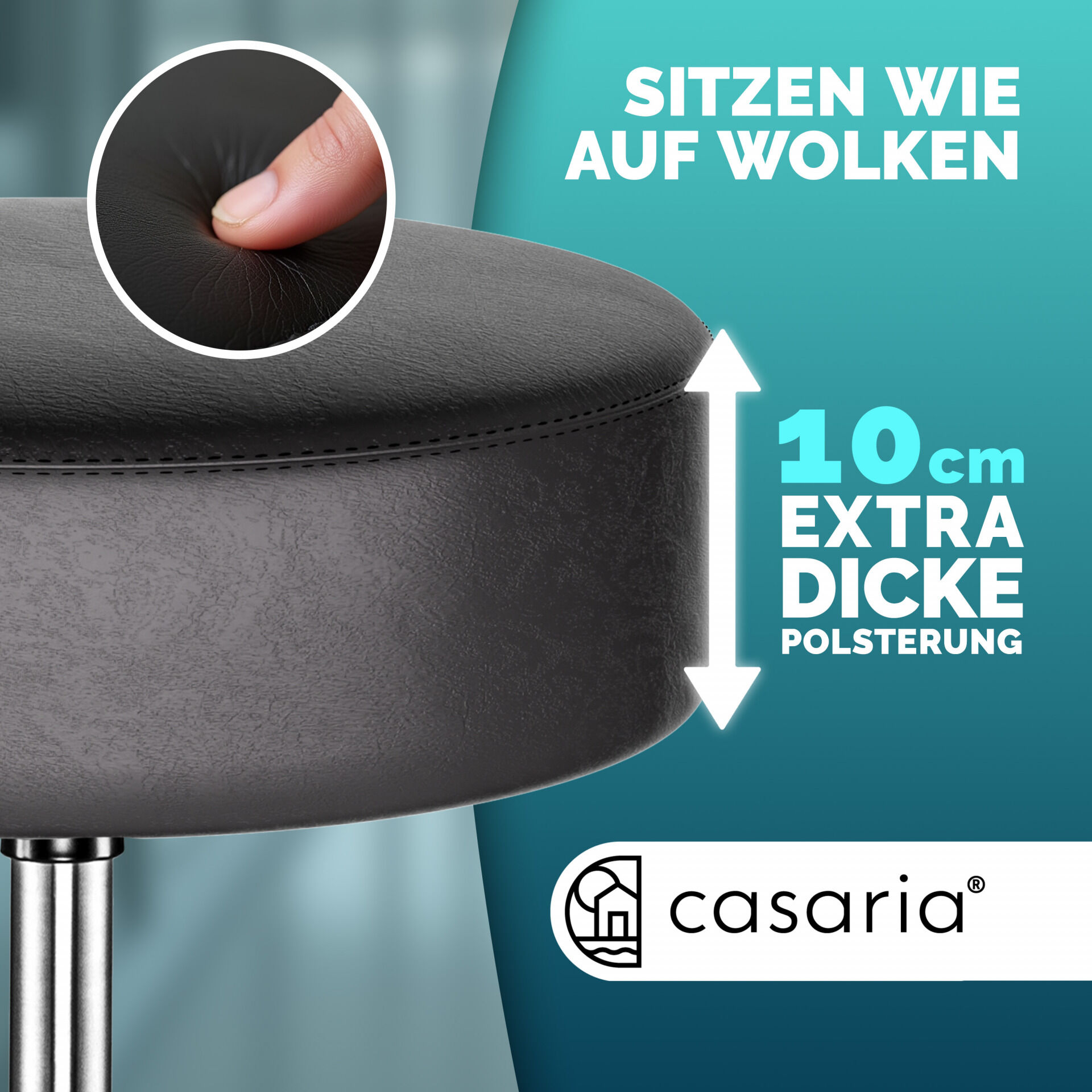 Rollhocker Kunstleder Schwarz 360° drehbar