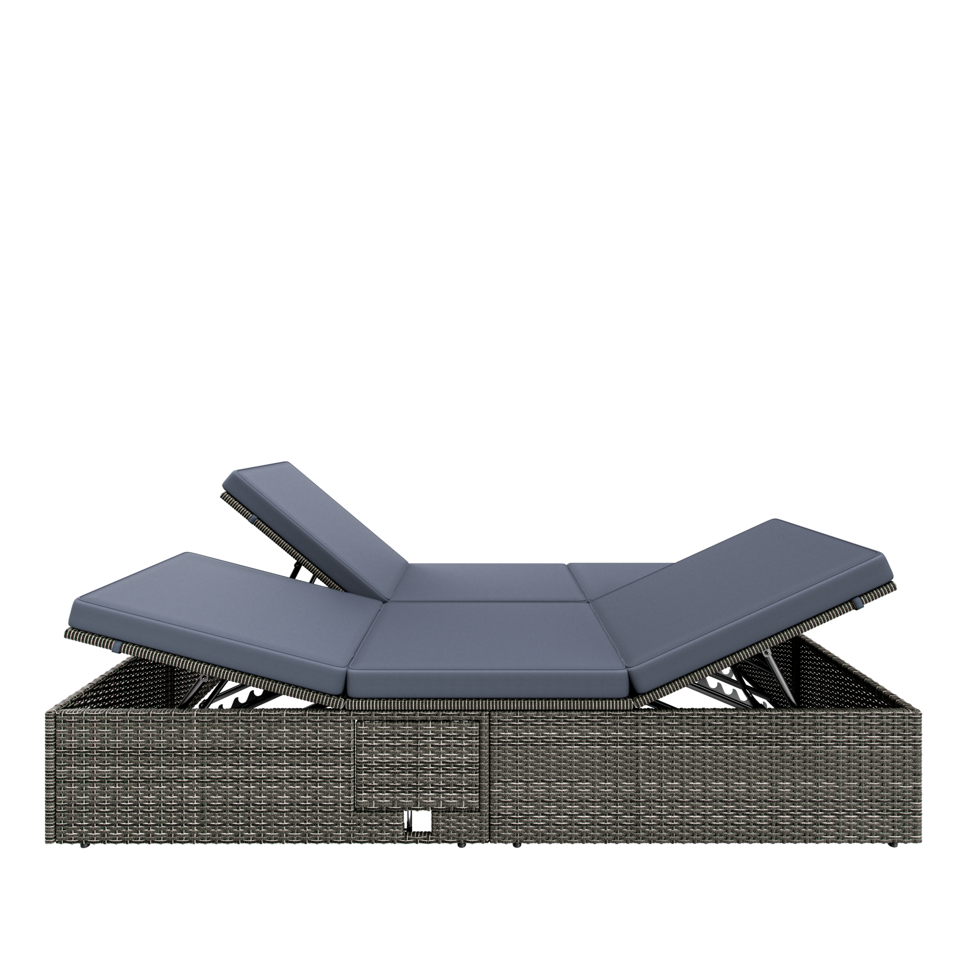 Polyrattan Sonnenliege Grau/Anthrazit 200x160x33cm