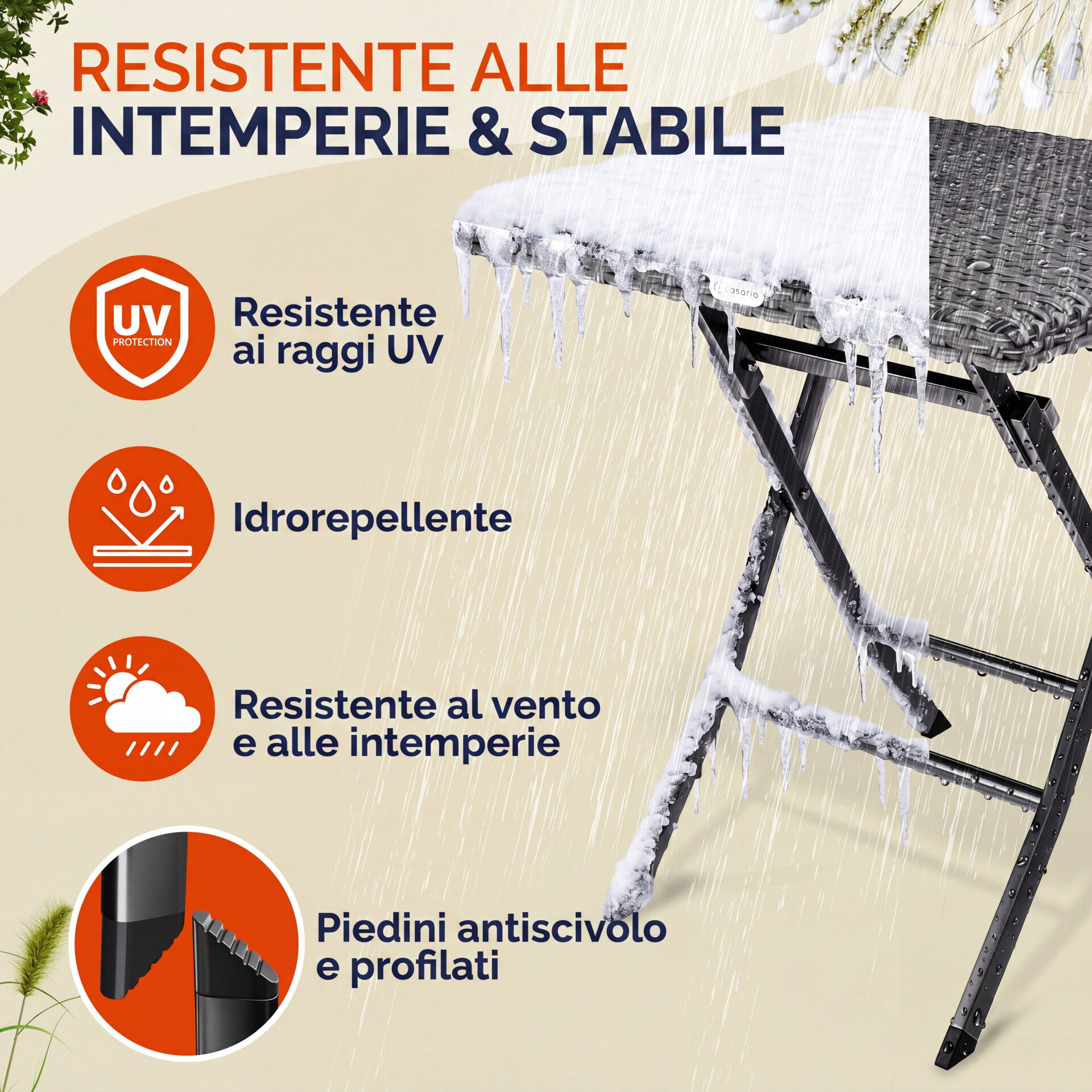 Polyrattan Klapptisch Rom Anthrazit 75x65x65cm