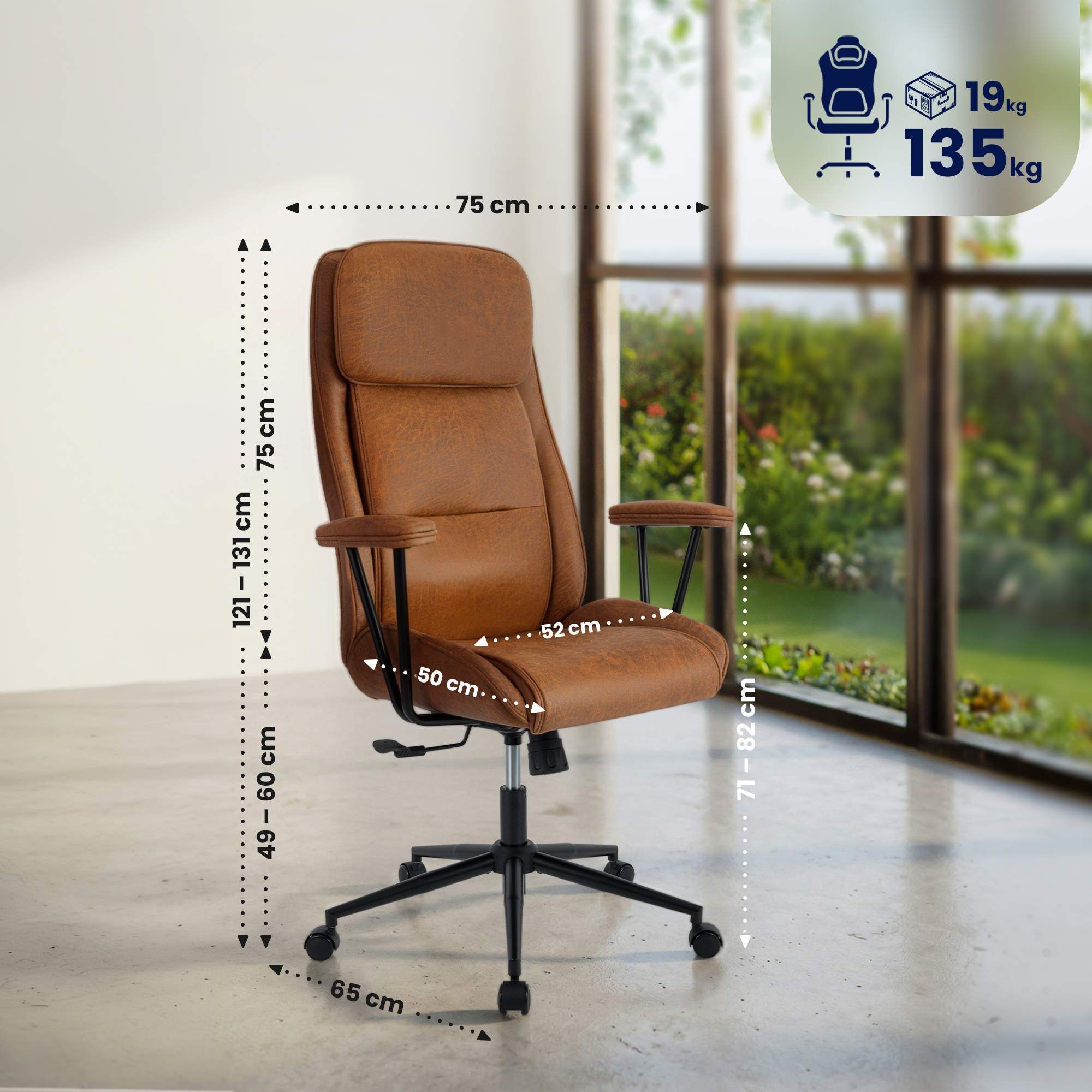 Bürostuhl Siddar, antik braun