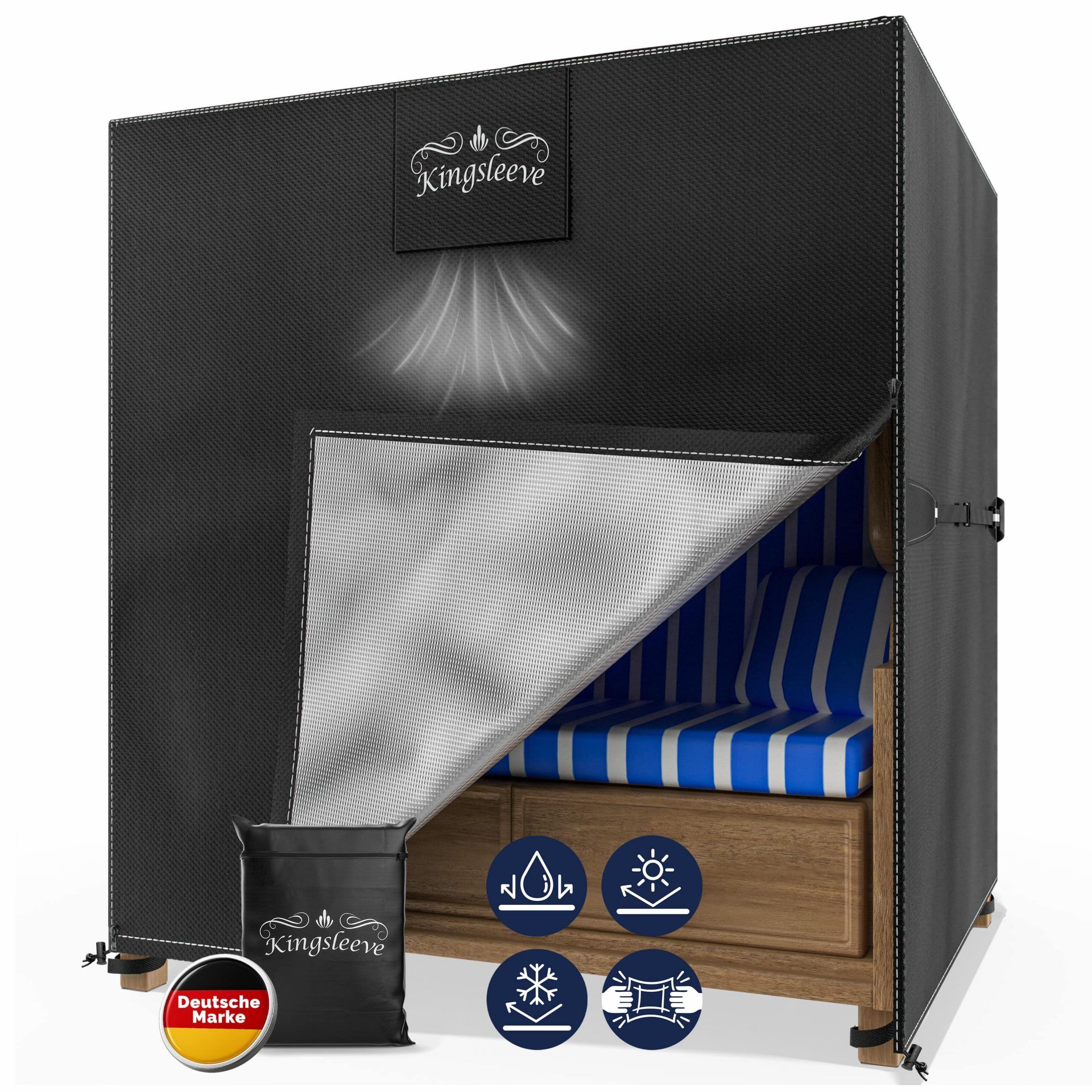 Abdeckplane Strandkorb Anthrazit 135x105x175/140cm 9100mm Wassersäule