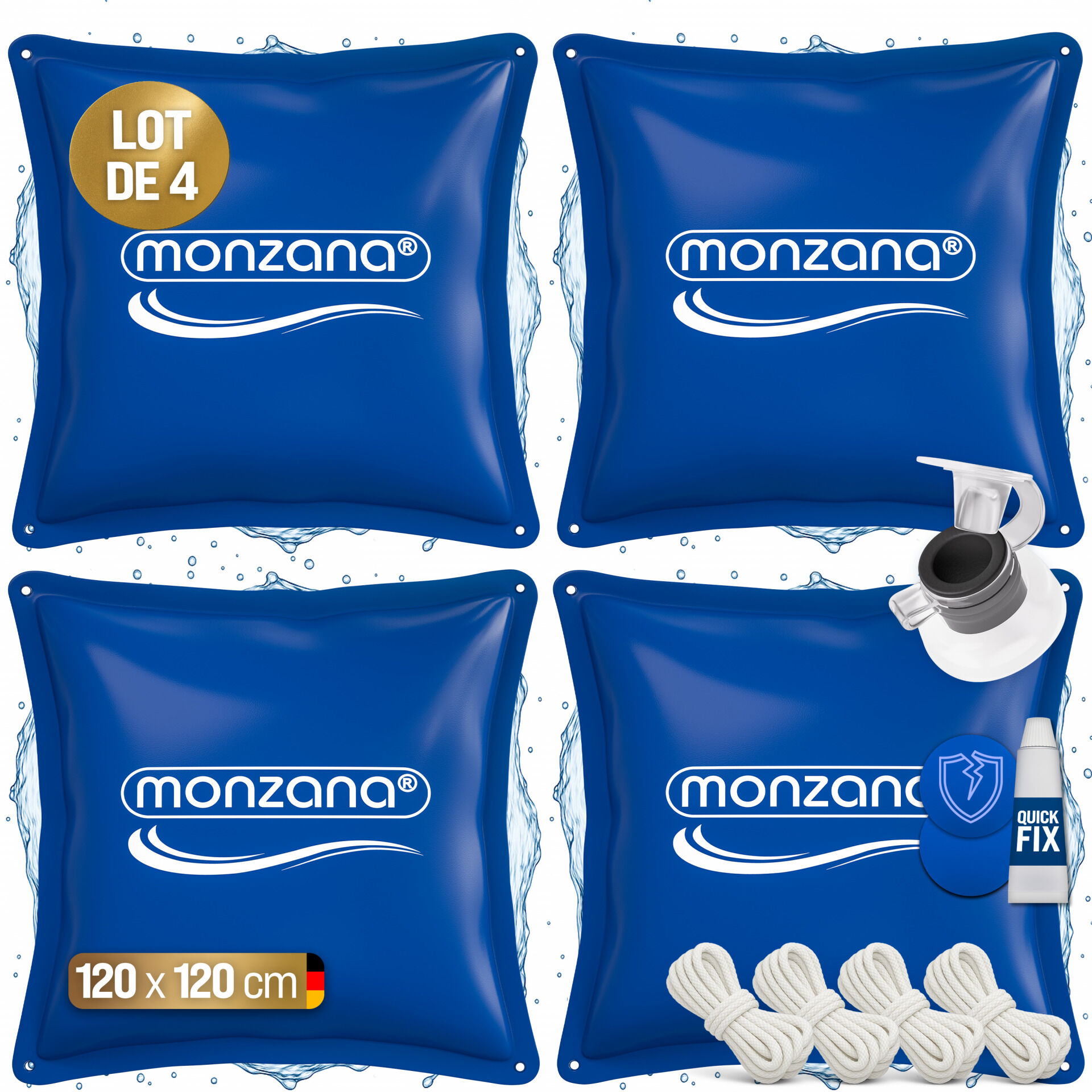 Poolkissen 4er-Set Blau 120x120cm -20°C