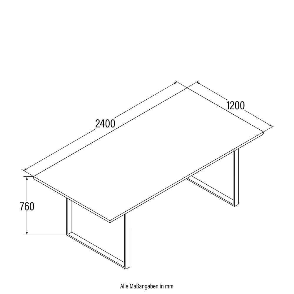 Esstisch Eckig AVENCIA inkl. U-Fuß - 240 x 120 cm Light Oak