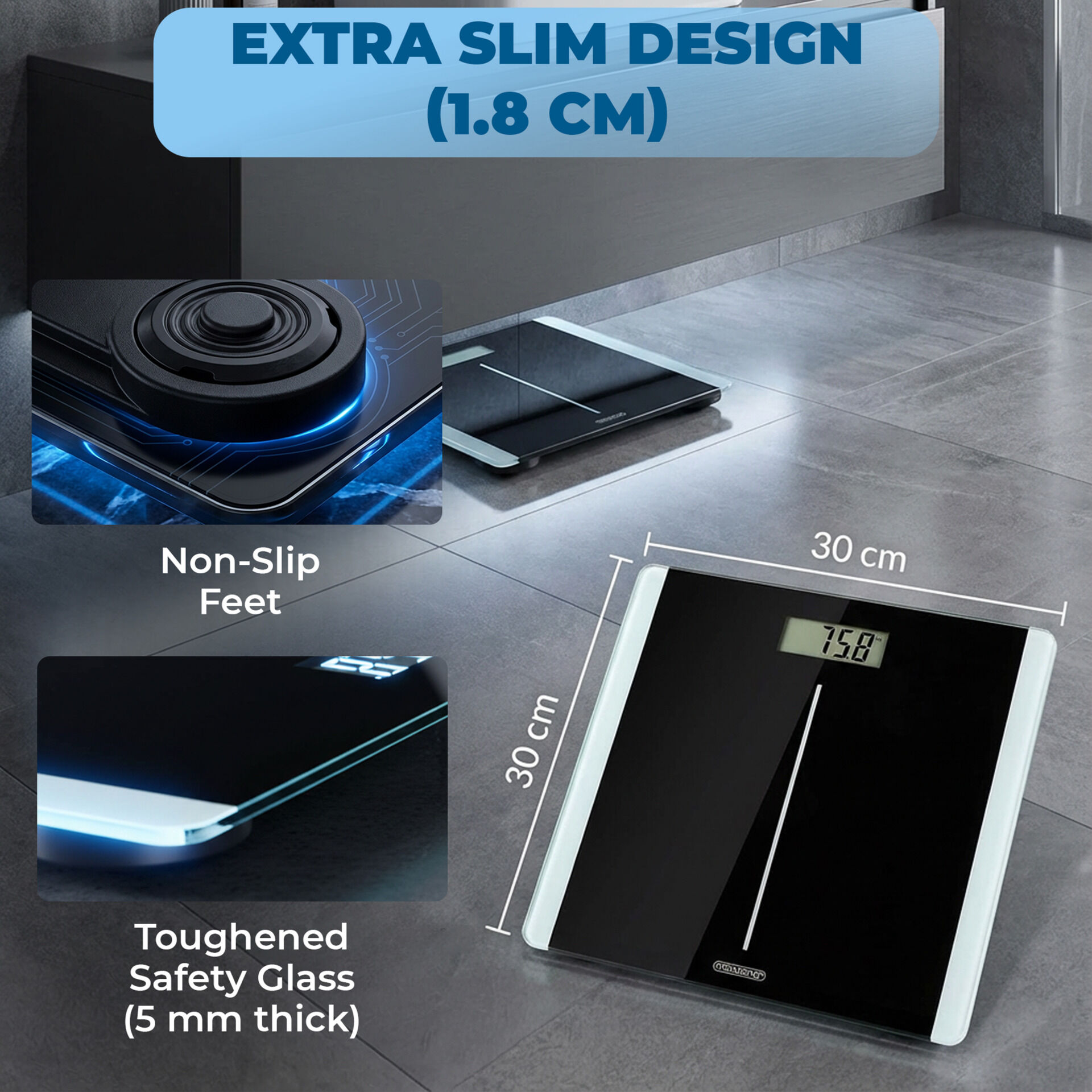 Digitale Personenwaage mit DMS-Sensorsystem - LCD Display
