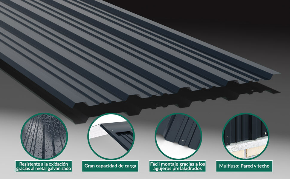 Trapezblech 12er-Set Grau 129x46cm gelocht