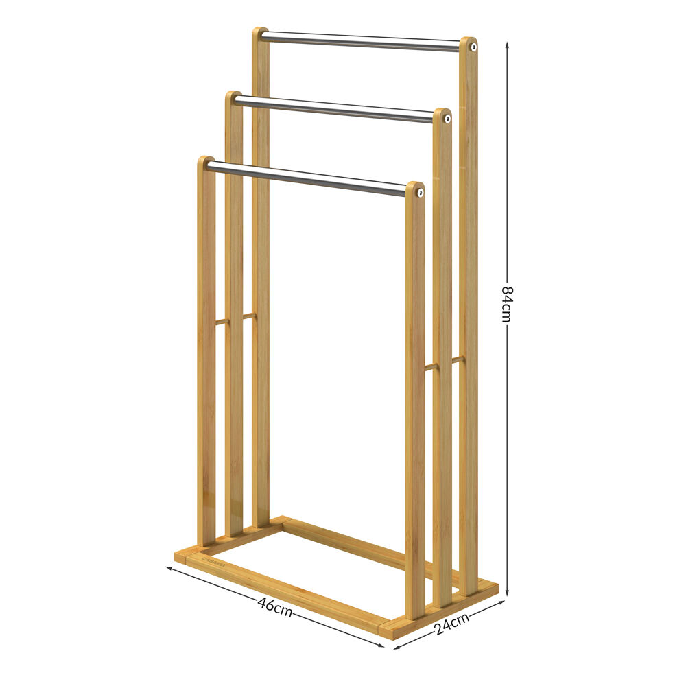 Handtuchhalter Bambus mit 3 Edelstahlstangen