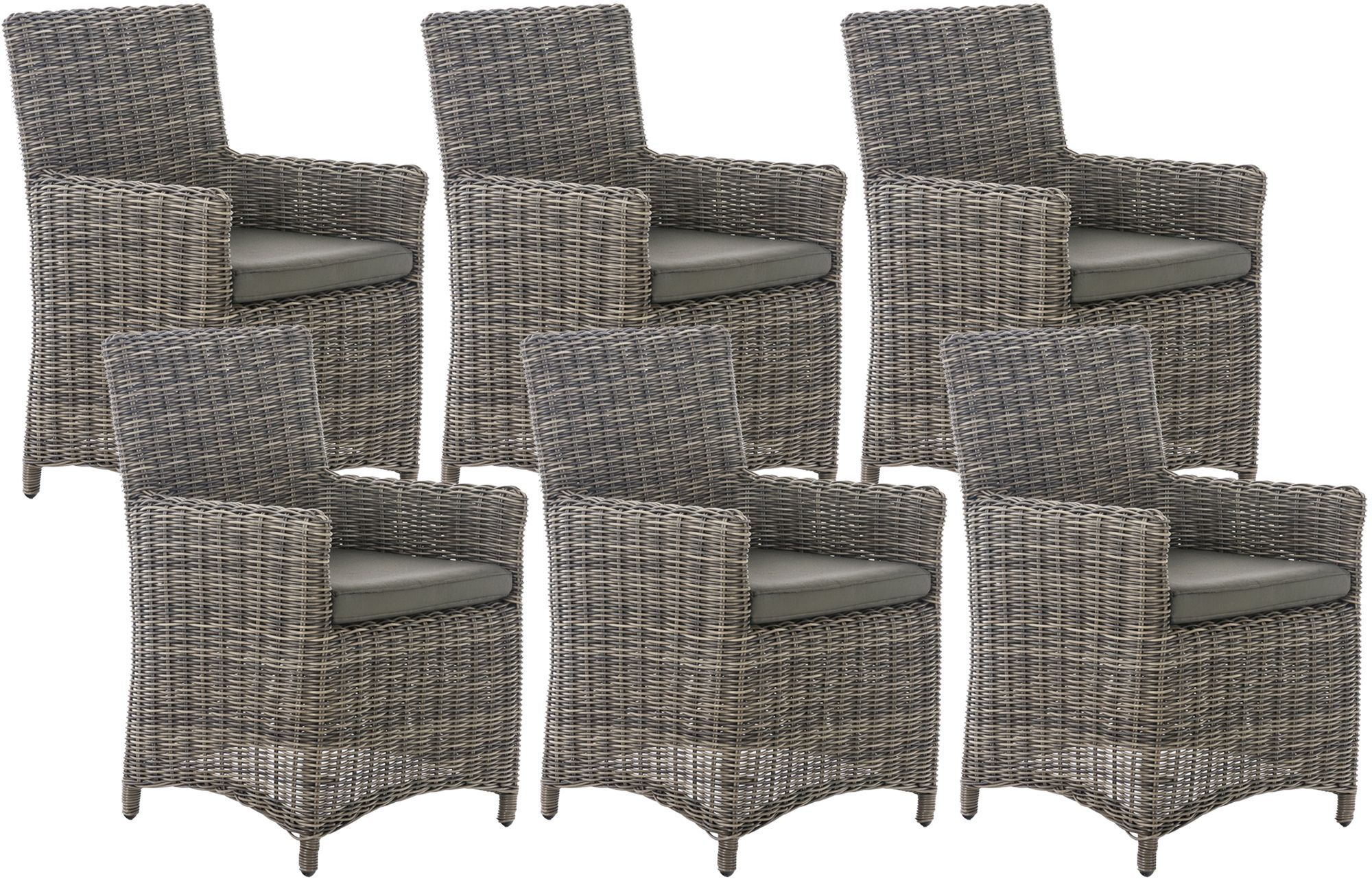 6er Set Stuhl Fontana / Sankt Marlo Anthrazit 5mm, grau-meliert