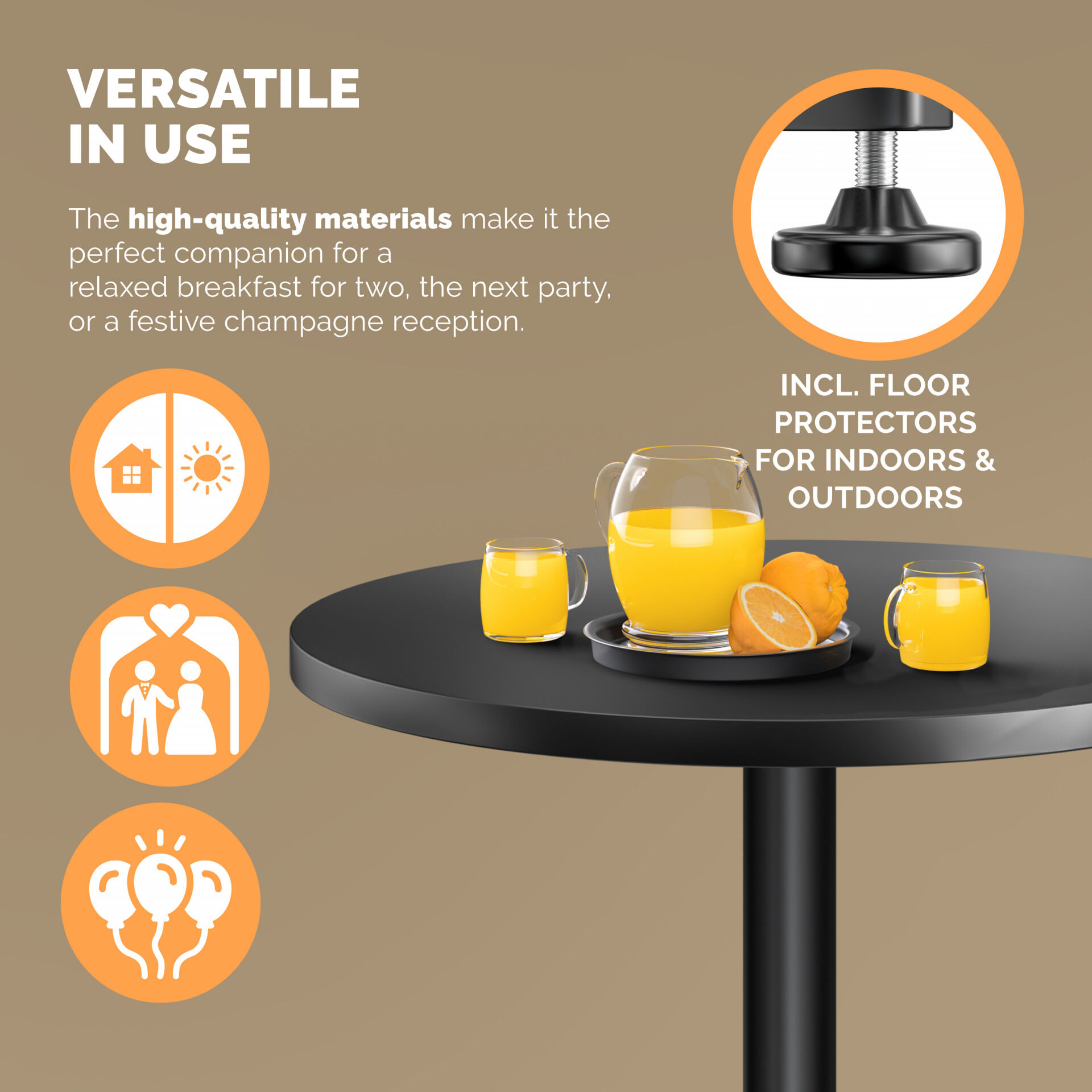 Stehtisch Ø60cm höhenverstellbar 70/115cm Alu Schwarz